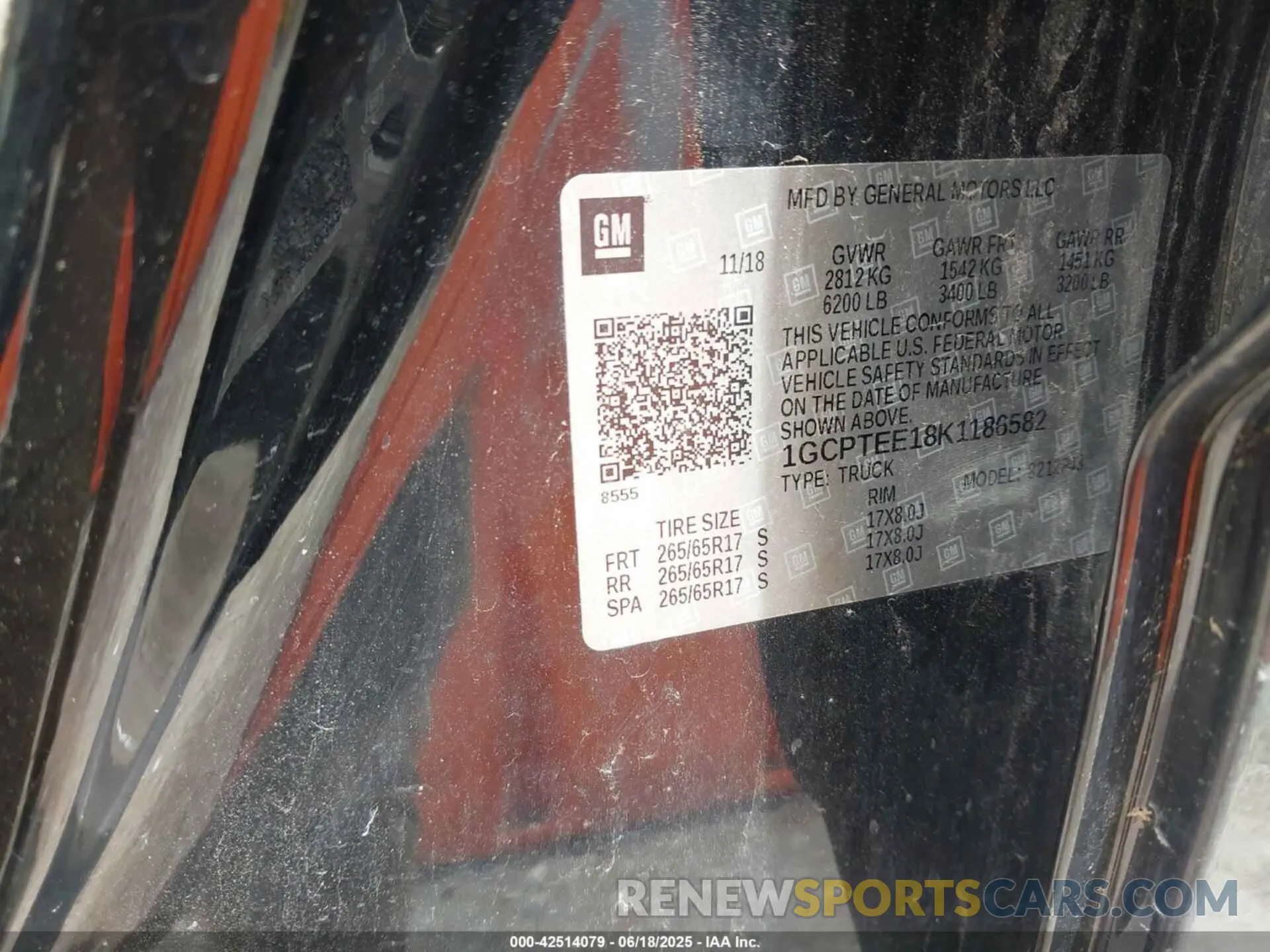 9 fotografías del automóvil dañado 1GCPTEE18K1186582 CHEVROLET COLORADO 2019