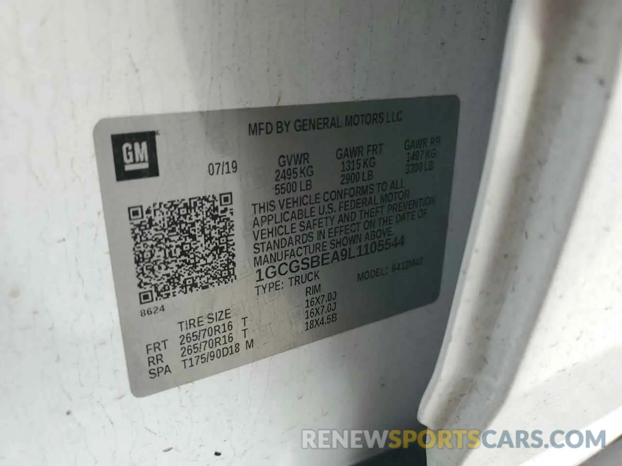 12 fotografías del automóvil dañado 1GCGSBEA9L1105544 CHEVROLET COLORADO 2020