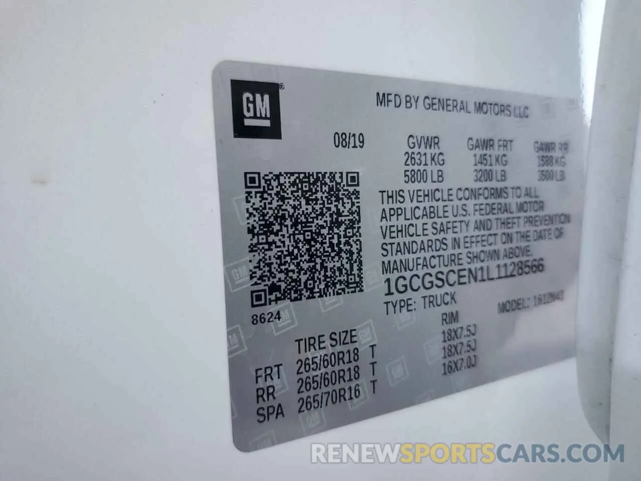 12 fotografías del automóvil dañado 1GCGSCEN1L1128566 CHEVROLET COLORADO 2020