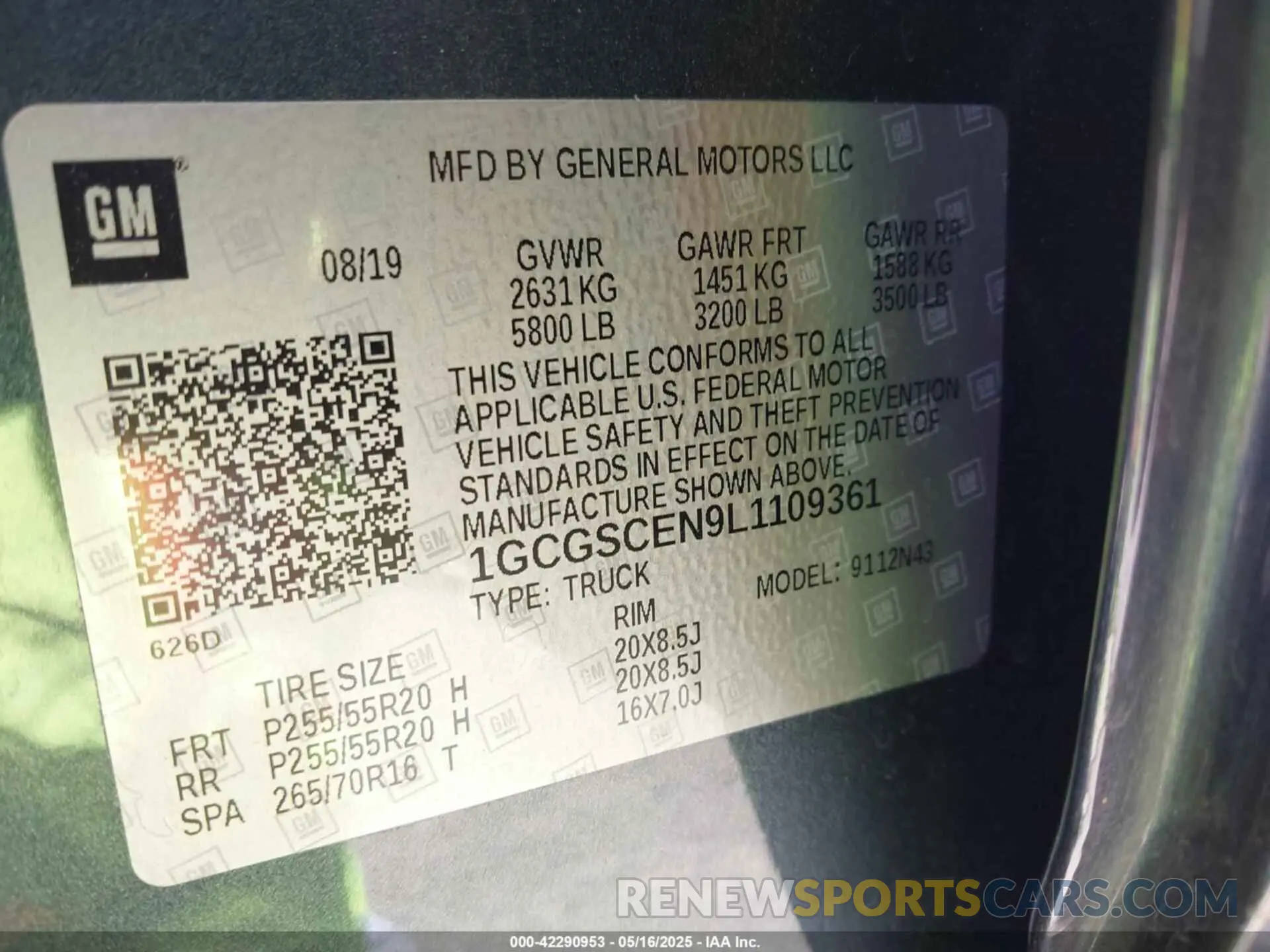 9 fotografías del automóvil dañado 1GCGSCEN9L1109361 CHEVROLET COLORADO 2020