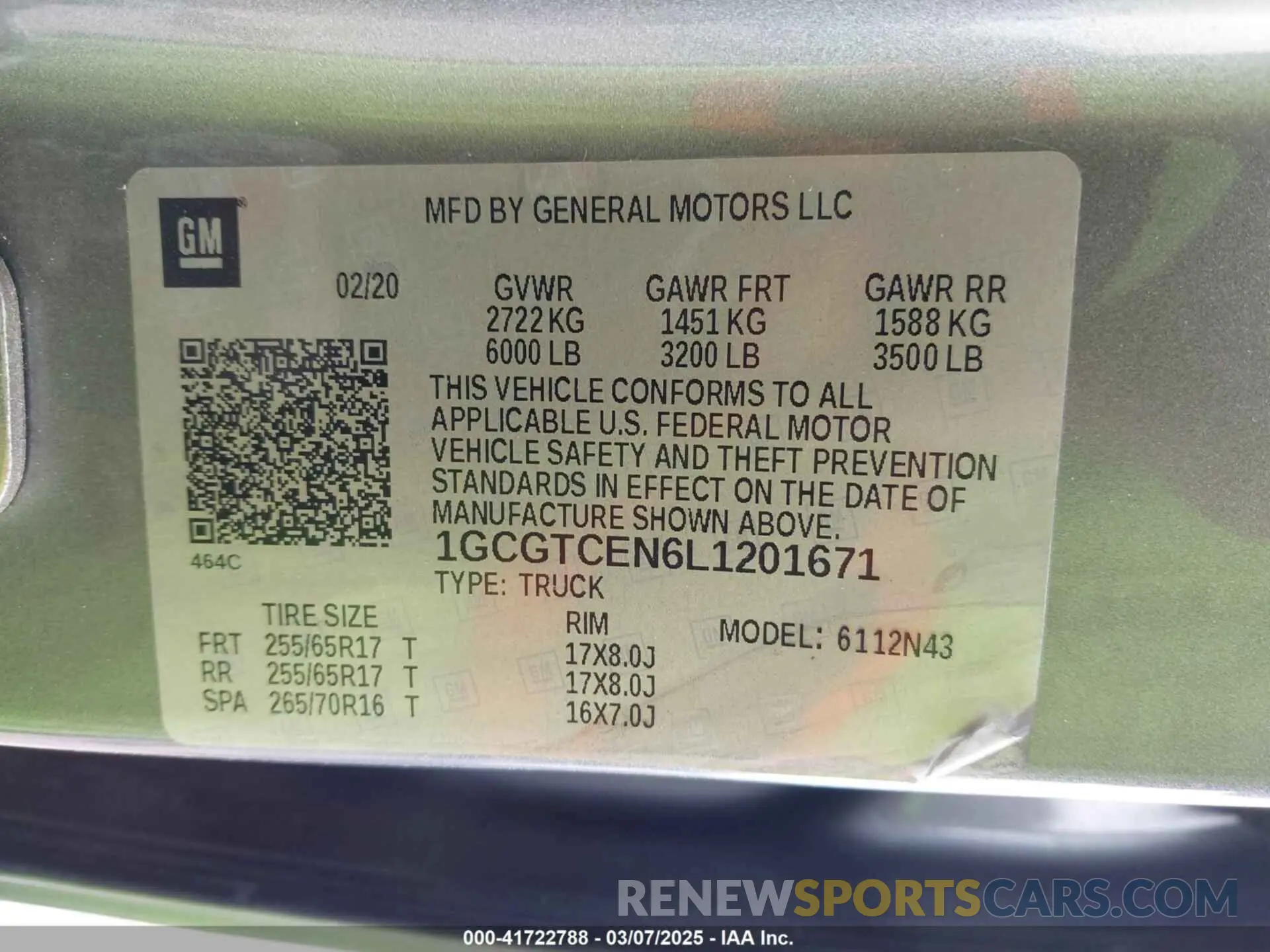 9 fotografías del automóvil dañado 1GCGTCEN6L1201671 CHEVROLET COLORADO 2020