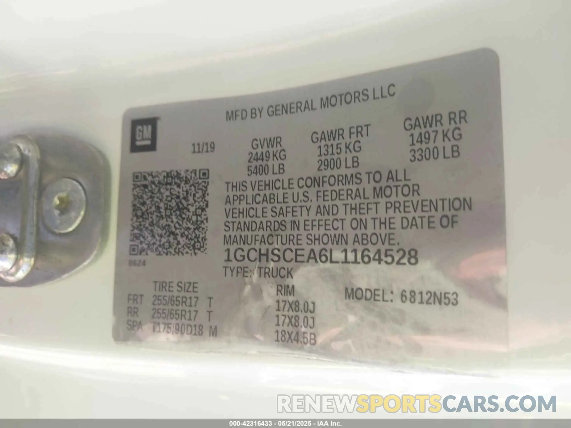 9 fotografías del automóvil dañado 1GCHSCEA6L1164528 CHEVROLET COLORADO 2020