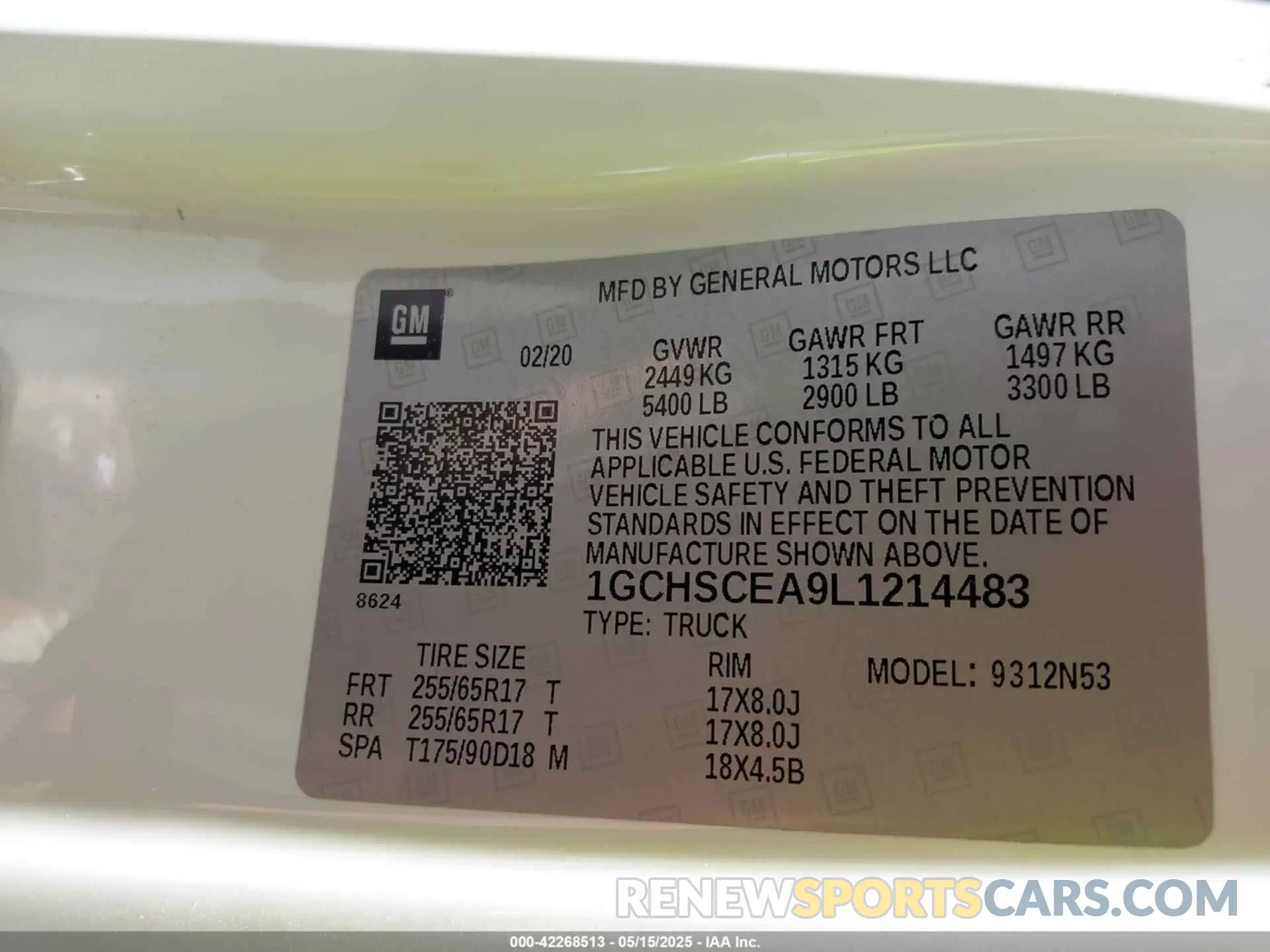 9 fotografías del automóvil dañado 1GCHSCEA9L1214483 CHEVROLET COLORADO 2020