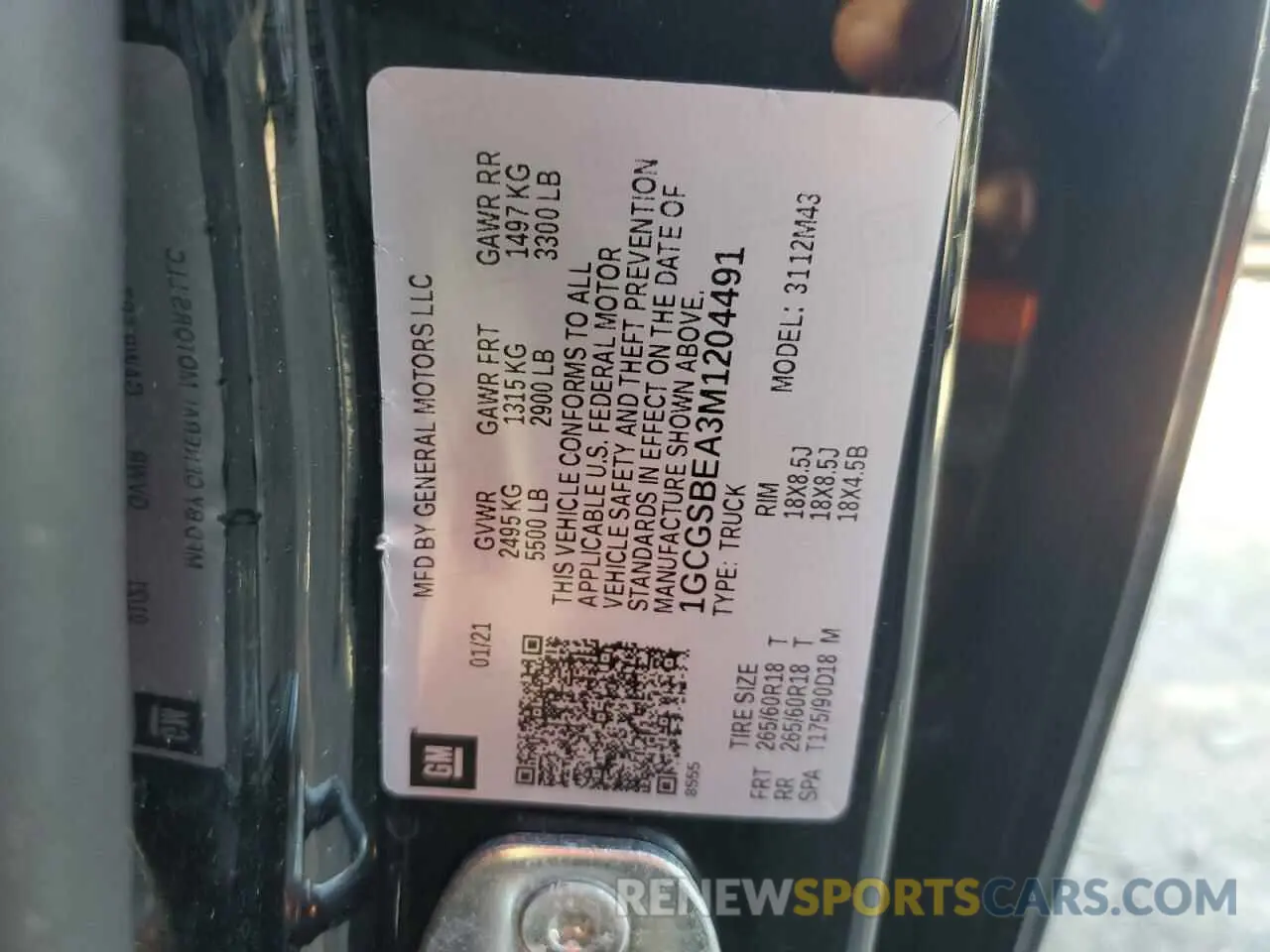 12 fotografías del automóvil dañado 1GCGSBEA3M1204491 CHEVROLET COLORADO 2021