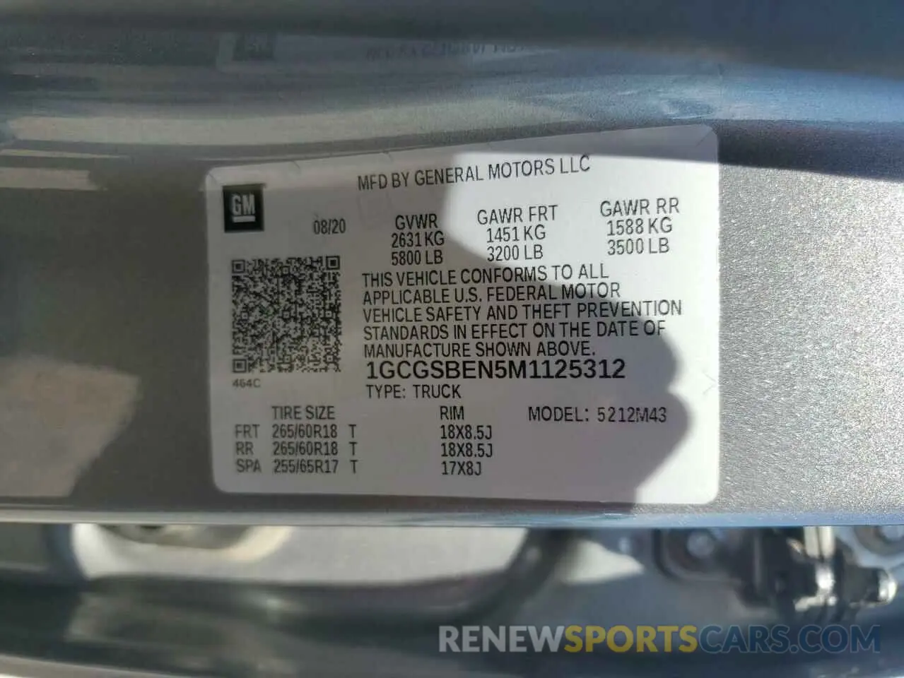 12 fotografías del automóvil dañado 1GCGSBEN5M1125312 CHEVROLET COLORADO 2021