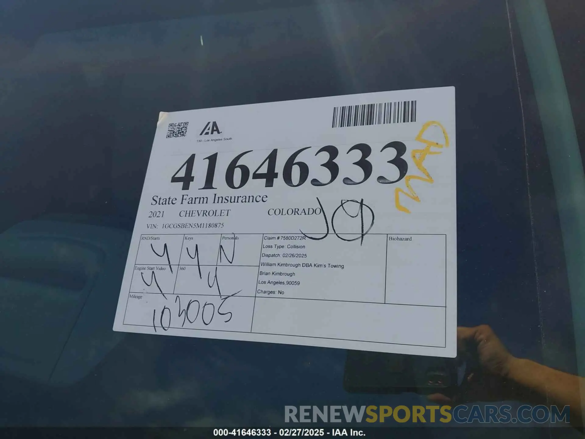 18 fotografías del automóvil dañado 1GCGSBEN5M1180875 CHEVROLET COLORADO 2021