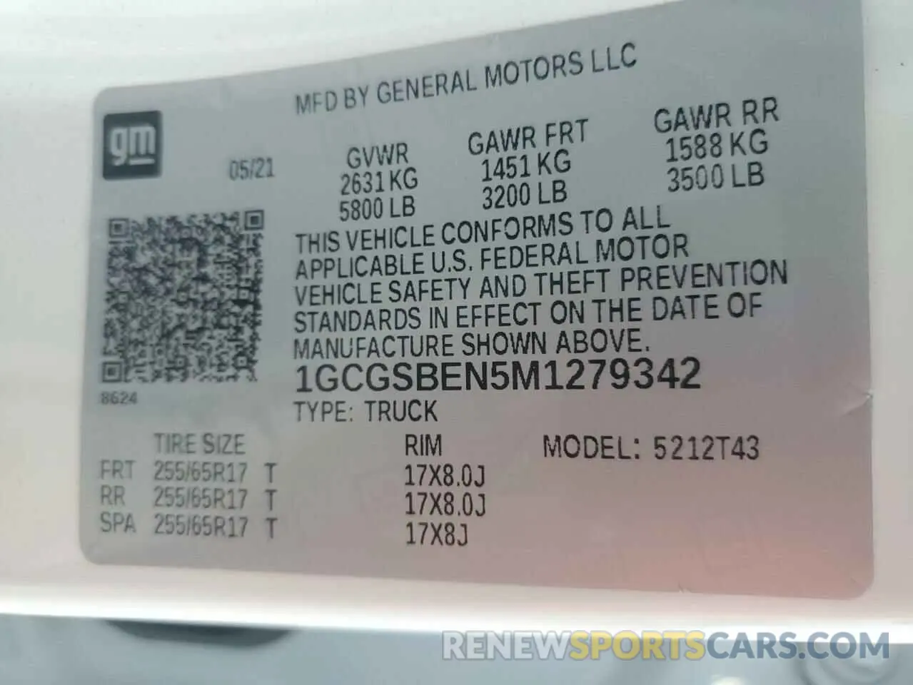 12 fotografías del automóvil dañado 1GCGSBEN5M1279342 CHEVROLET COLORADO 2021