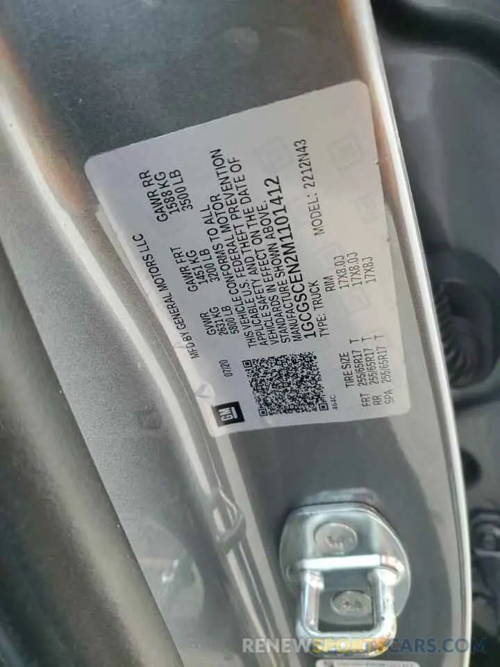 12 fotografías del automóvil dañado 1GCGSCEN2M1101412 CHEVROLET COLORADO 2021