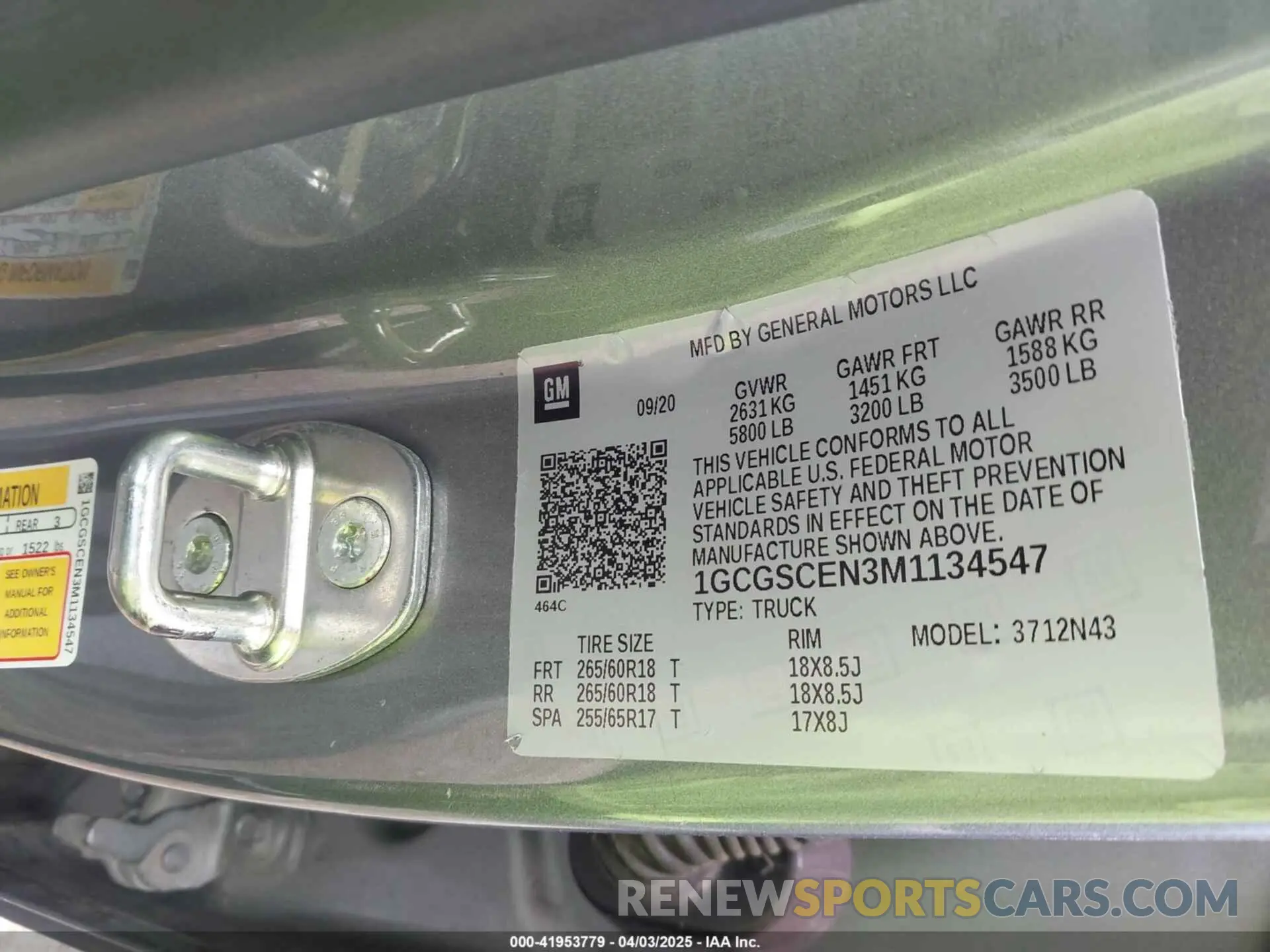 9 fotografías del automóvil dañado 1GCGSCEN3M1134547 CHEVROLET COLORADO 2021