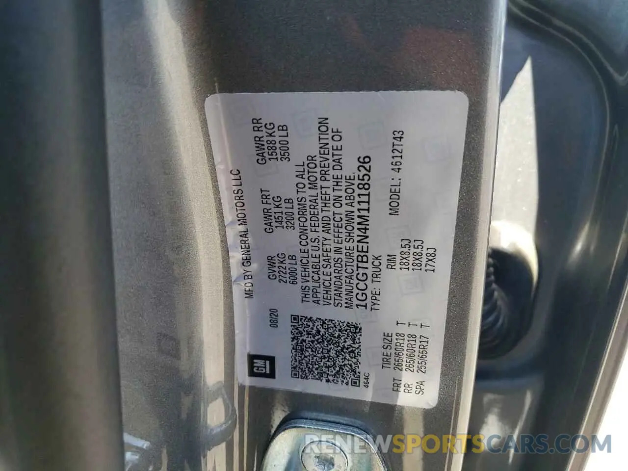 12 fotografías del automóvil dañado 1GCGTBEN4M1118526 CHEVROLET COLORADO 2021