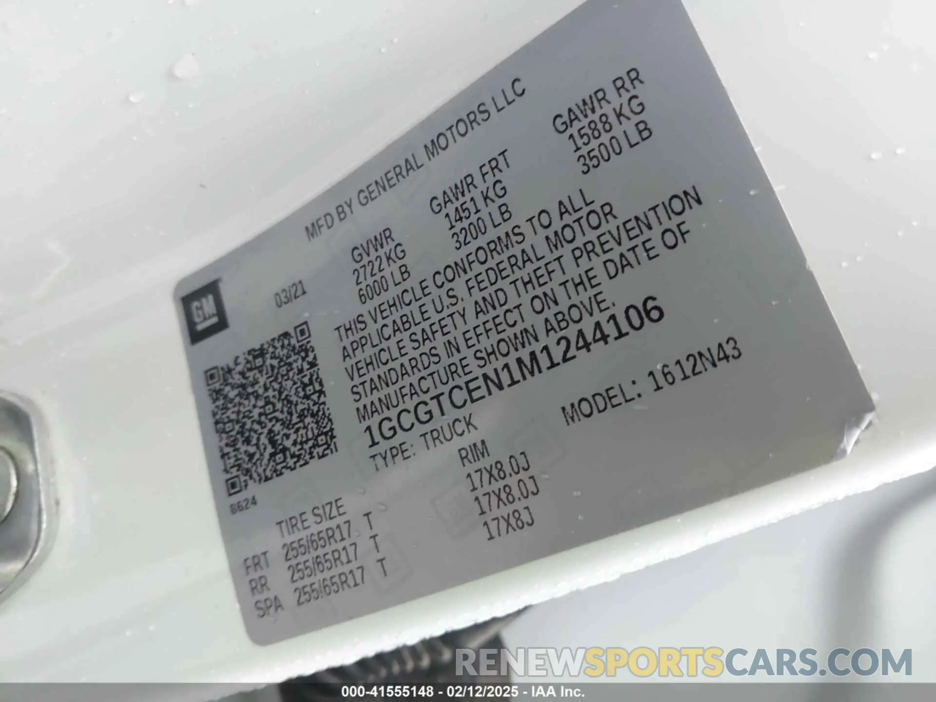 9 fotografías del automóvil dañado 1GCGTCEN1M1244106 CHEVROLET COLORADO 2021