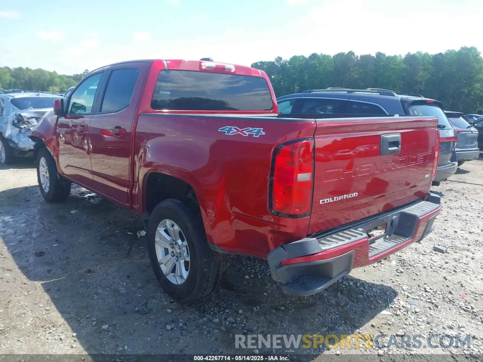 3 fotografías del automóvil dañado 1GCGTCEN9M1132430 CHEVROLET COLORADO 2021