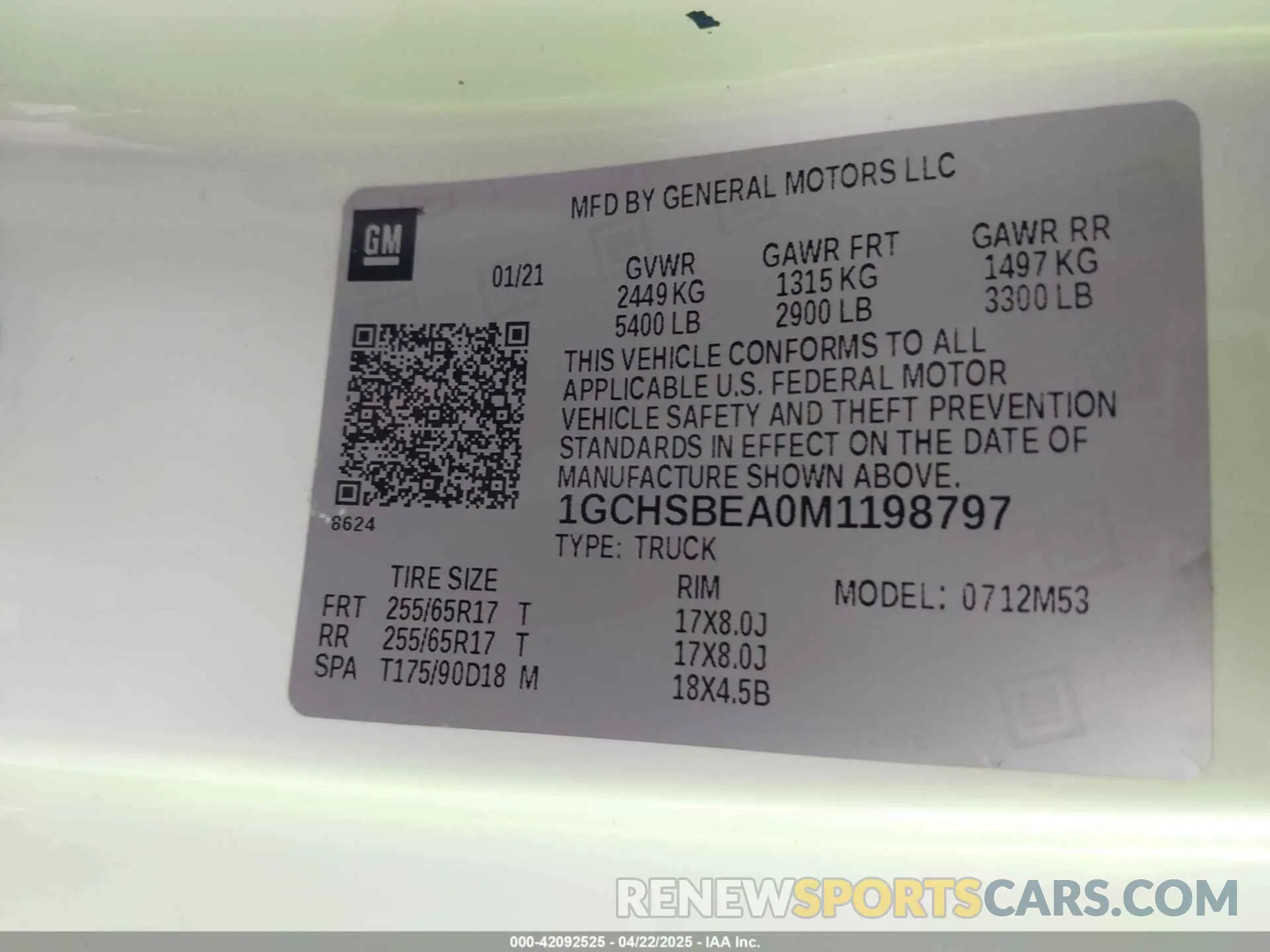 9 fotografías del automóvil dañado 1GCHSBEA0M1198797 CHEVROLET COLORADO 2021