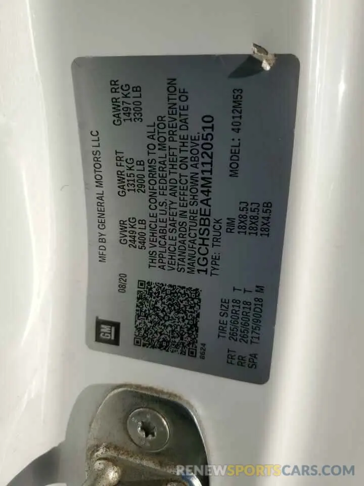 12 fotografías del automóvil dañado 1GCHSBEA4M1120510 CHEVROLET COLORADO 2021