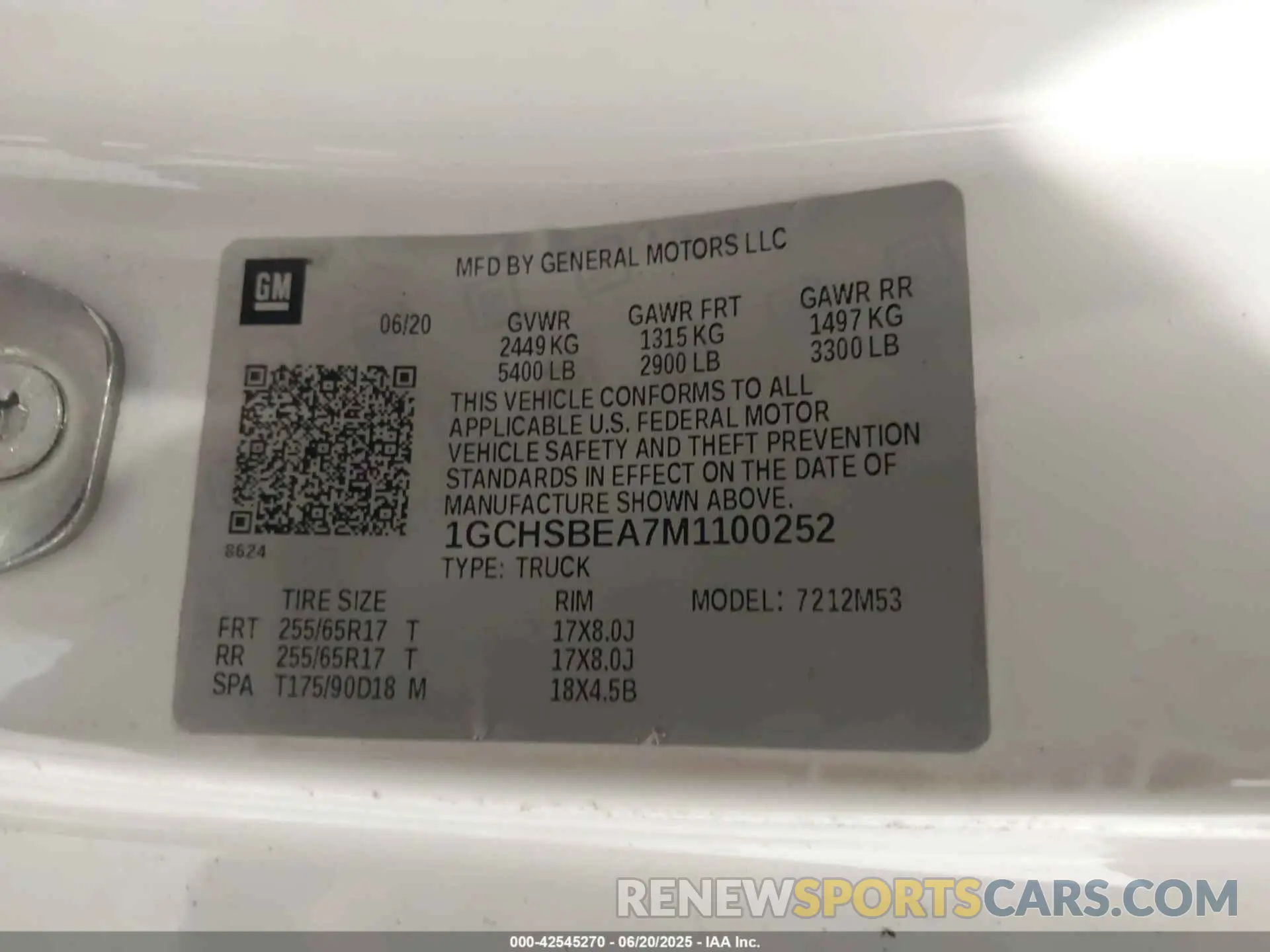 9 fotografías del automóvil dañado 1GCHSBEA7M1100252 CHEVROLET COLORADO 2021