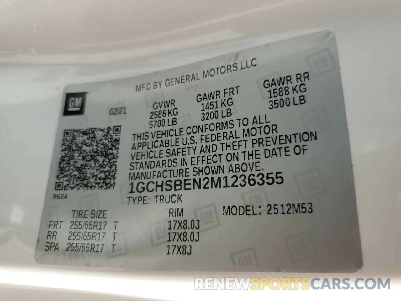12 fotografías del automóvil dañado 1GCHSBEN2M1236355 CHEVROLET COLORADO 2021