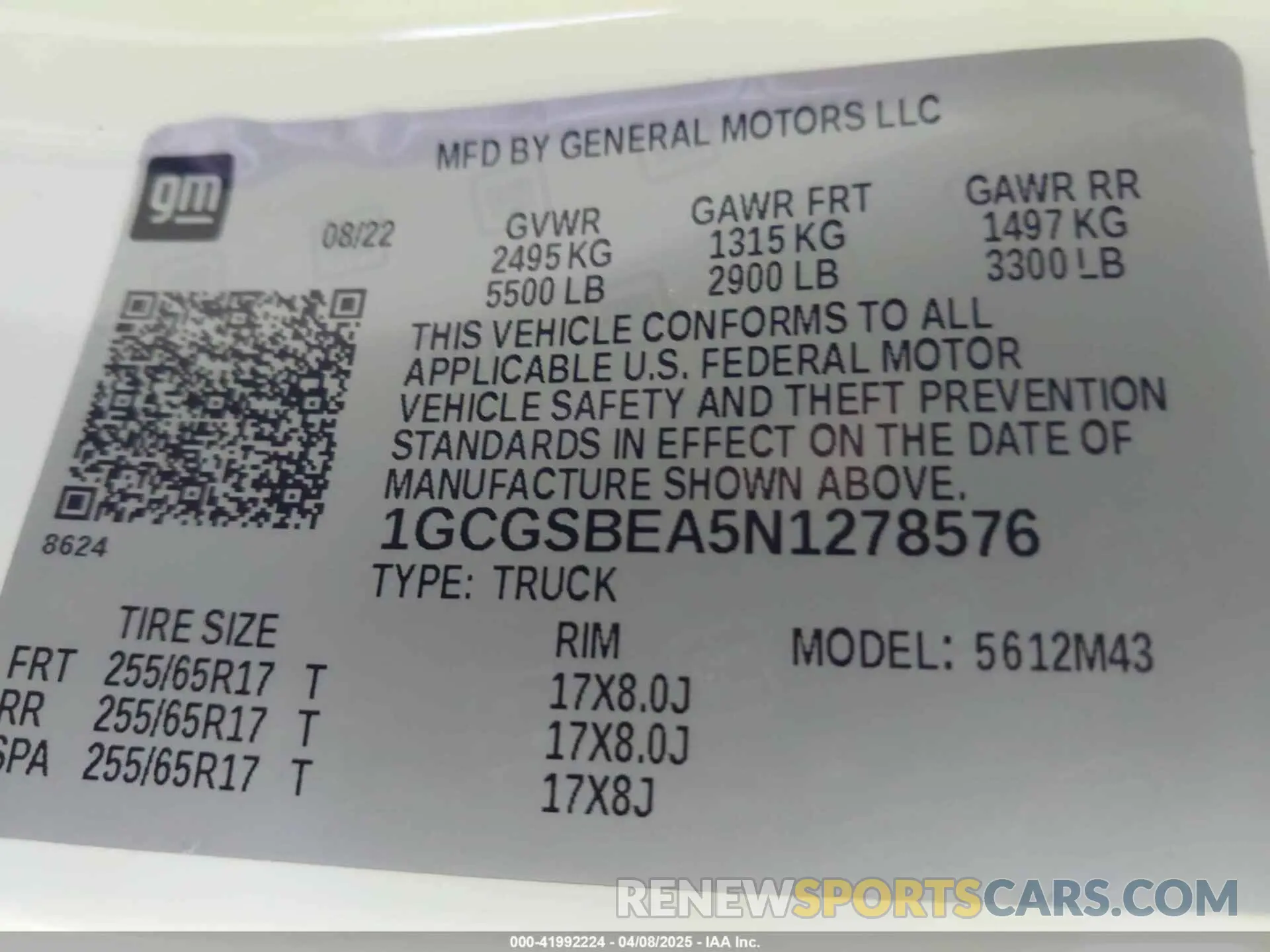 9 fotografías del automóvil dañado 1GCGSBEA5N1278576 CHEVROLET COLORADO 2022