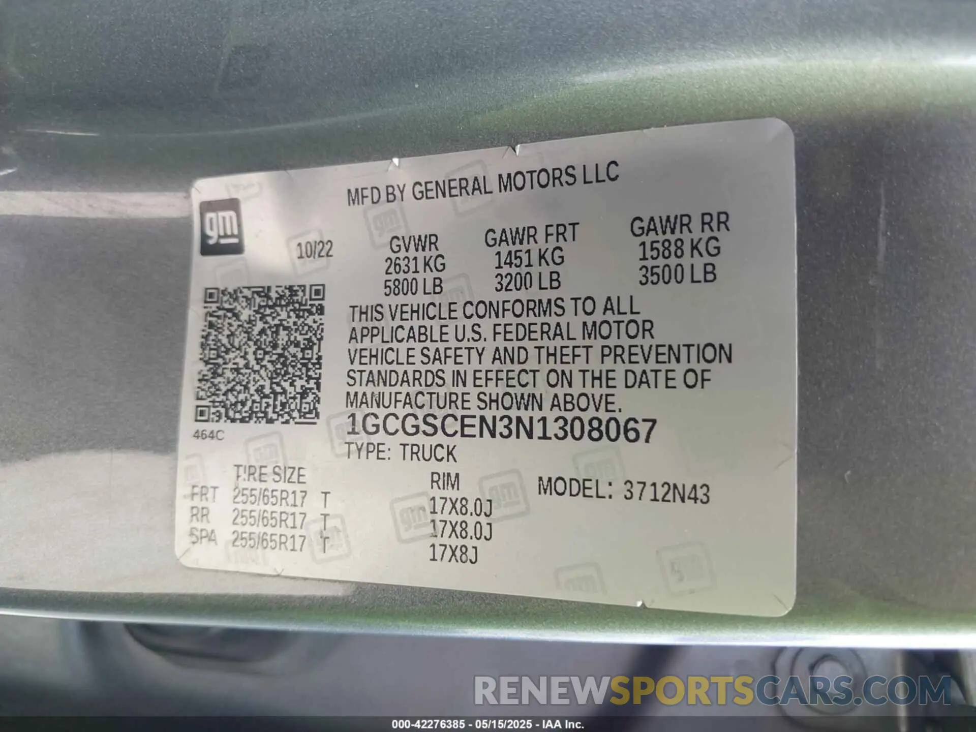 9 fotografías del automóvil dañado 1GCGSCEN3N1308067 CHEVROLET COLORADO 2022