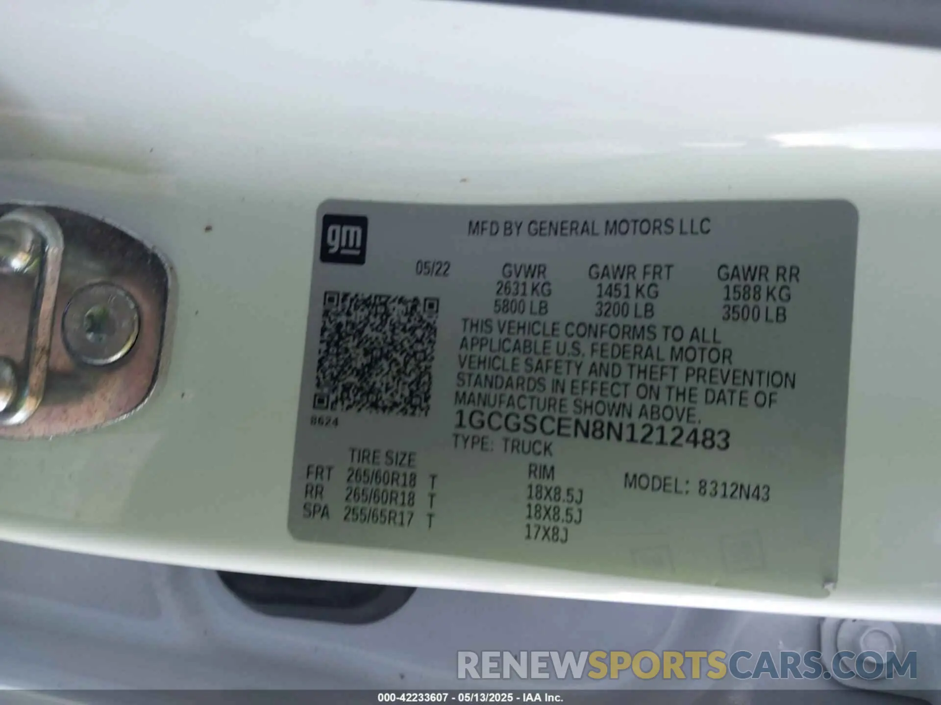 9 fotografías del automóvil dañado 1GCGSCEN8N1212483 CHEVROLET COLORADO 2022