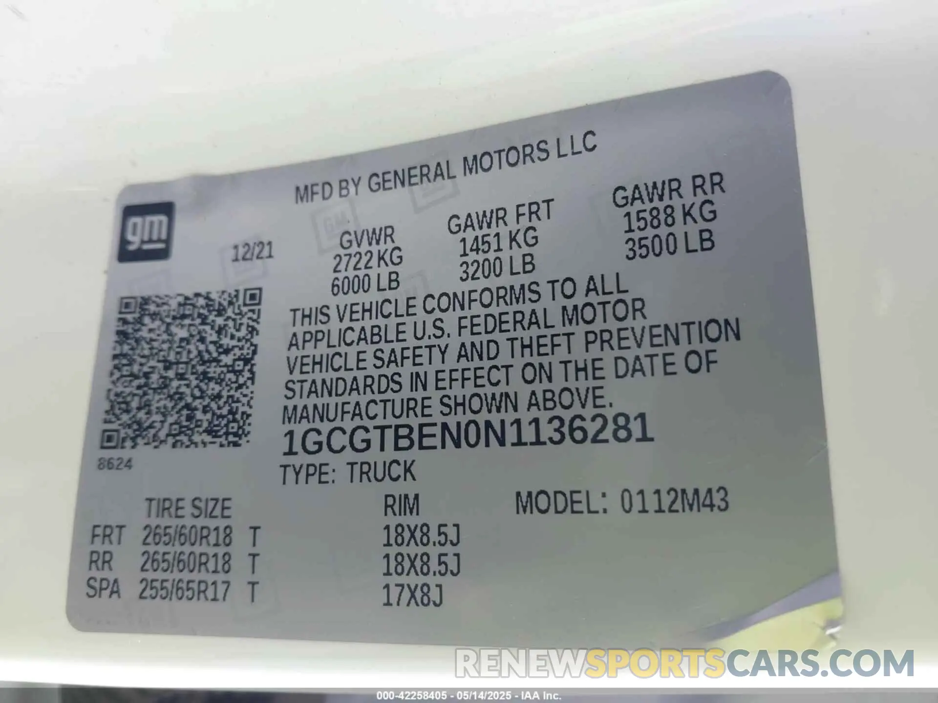 9 fotografías del automóvil dañado 1GCGTBEN0N1136281 CHEVROLET COLORADO 2022