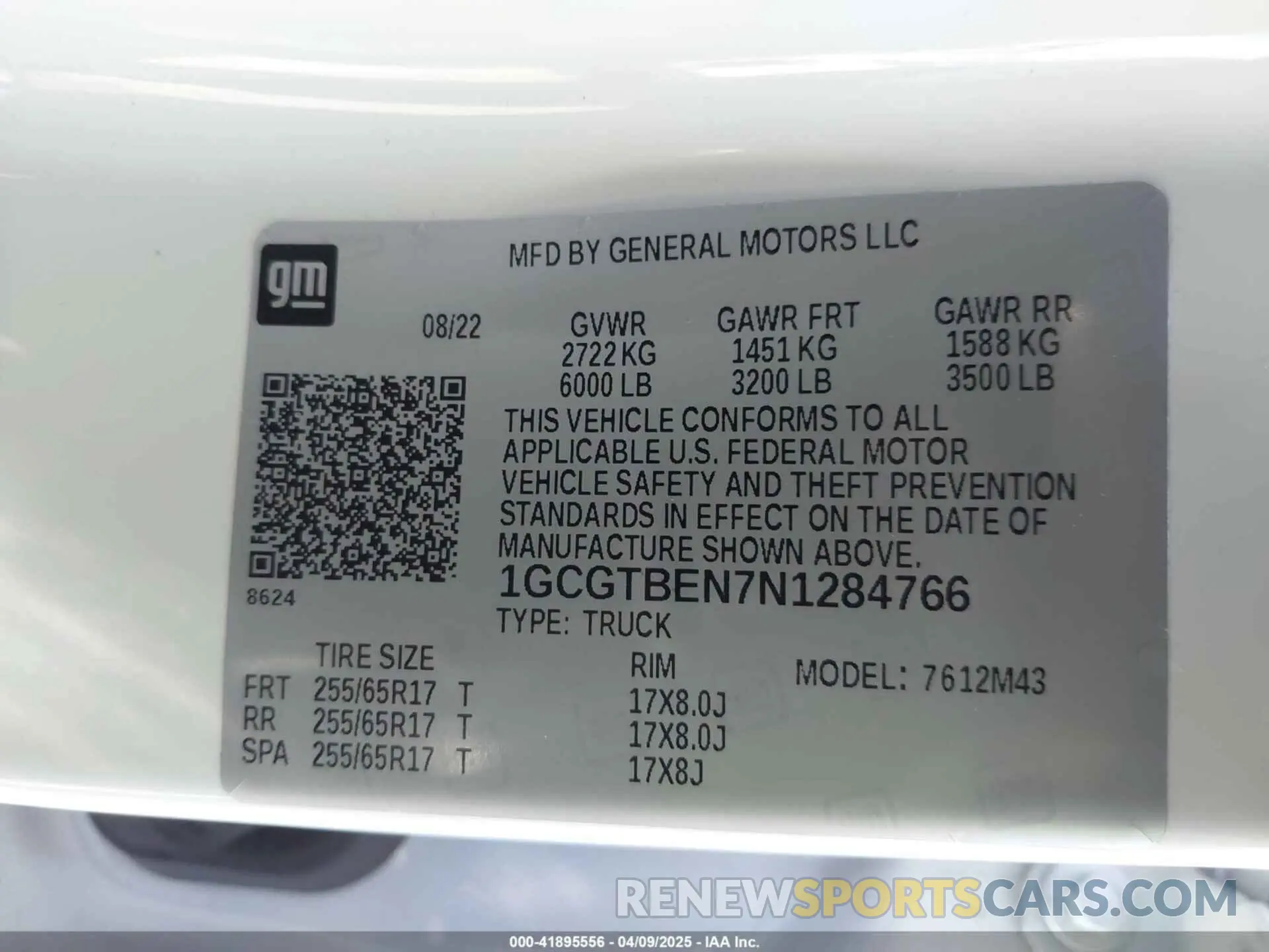 9 fotografías del automóvil dañado 1GCGTBEN7N1284766 CHEVROLET COLORADO 2022