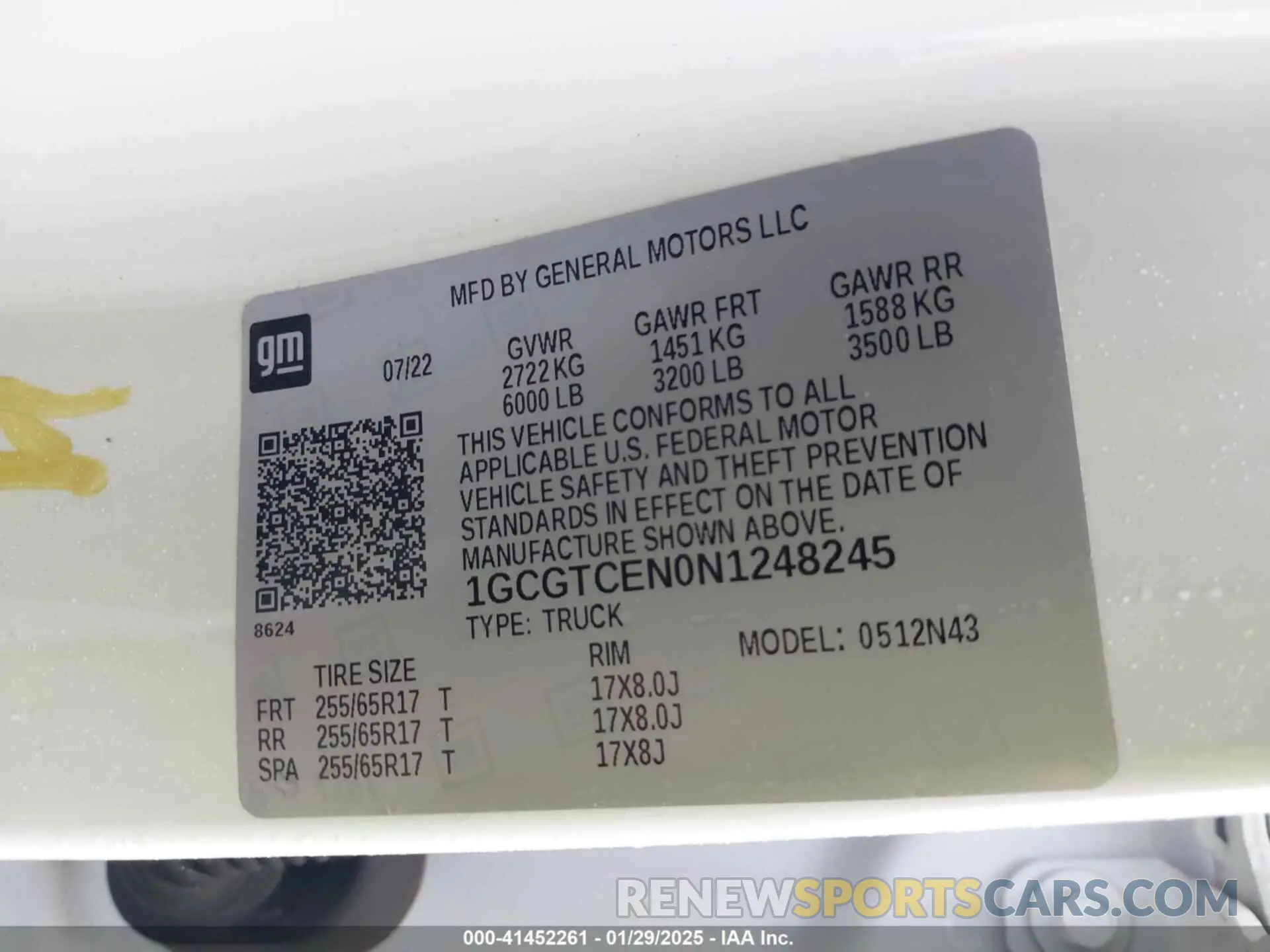 9 fotografías del automóvil dañado 1GCGTCEN0N1248245 CHEVROLET COLORADO 2022