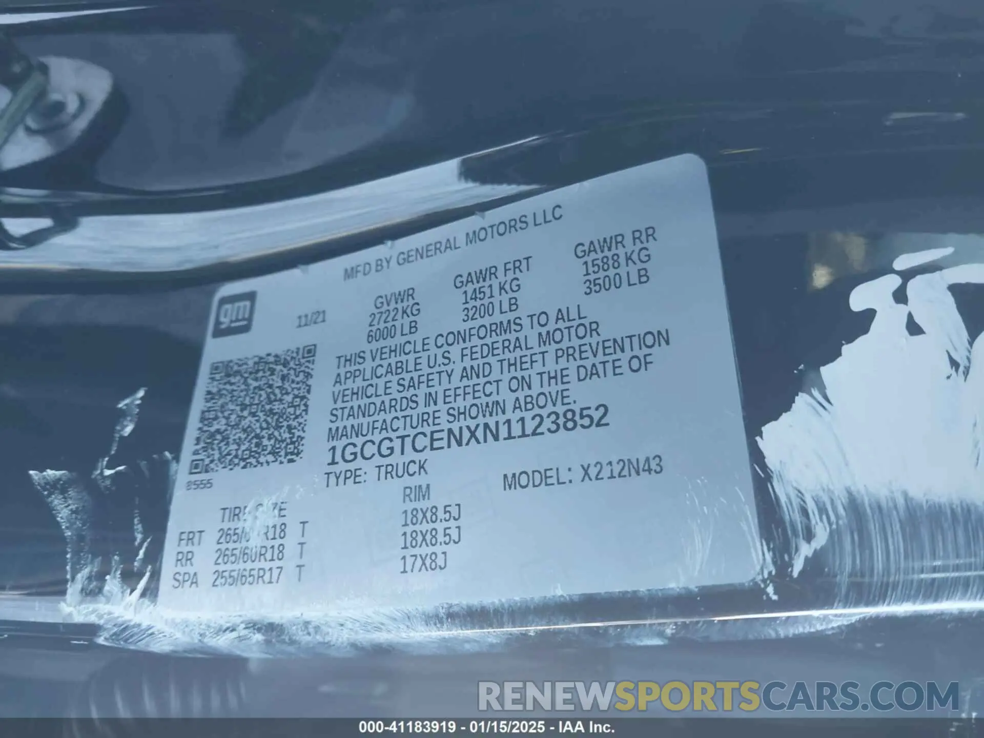 9 fotografías del automóvil dañado 1GCGTCENXN1123852 CHEVROLET COLORADO 2022