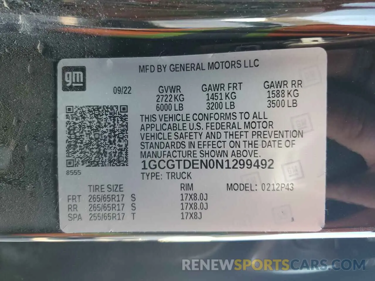 12 fotografías del automóvil dañado 1GCGTDEN0N1299492 CHEVROLET COLORADO 2022