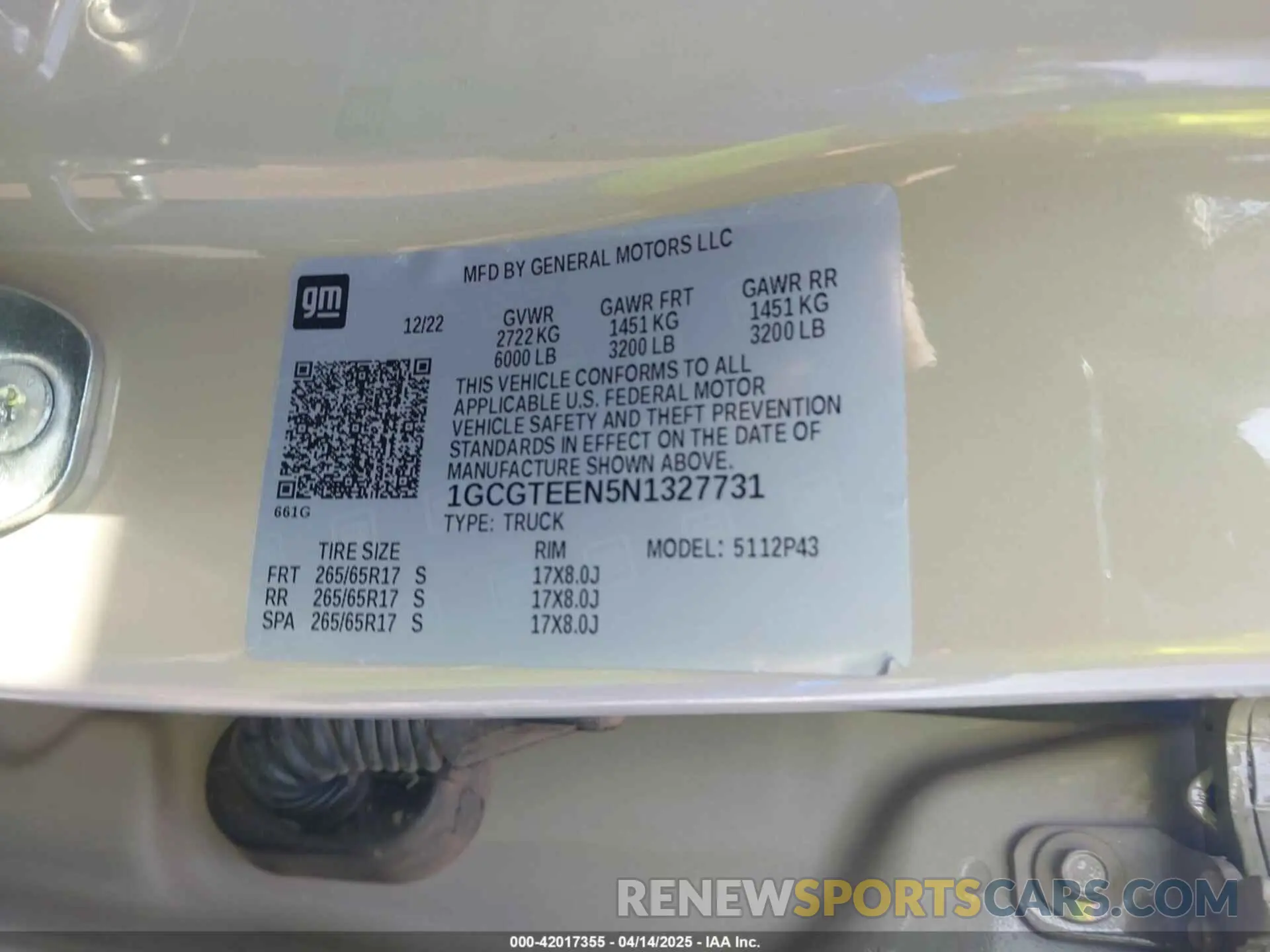 9 fotografías del automóvil dañado 1GCGTEEN5N1327731 CHEVROLET COLORADO 2022