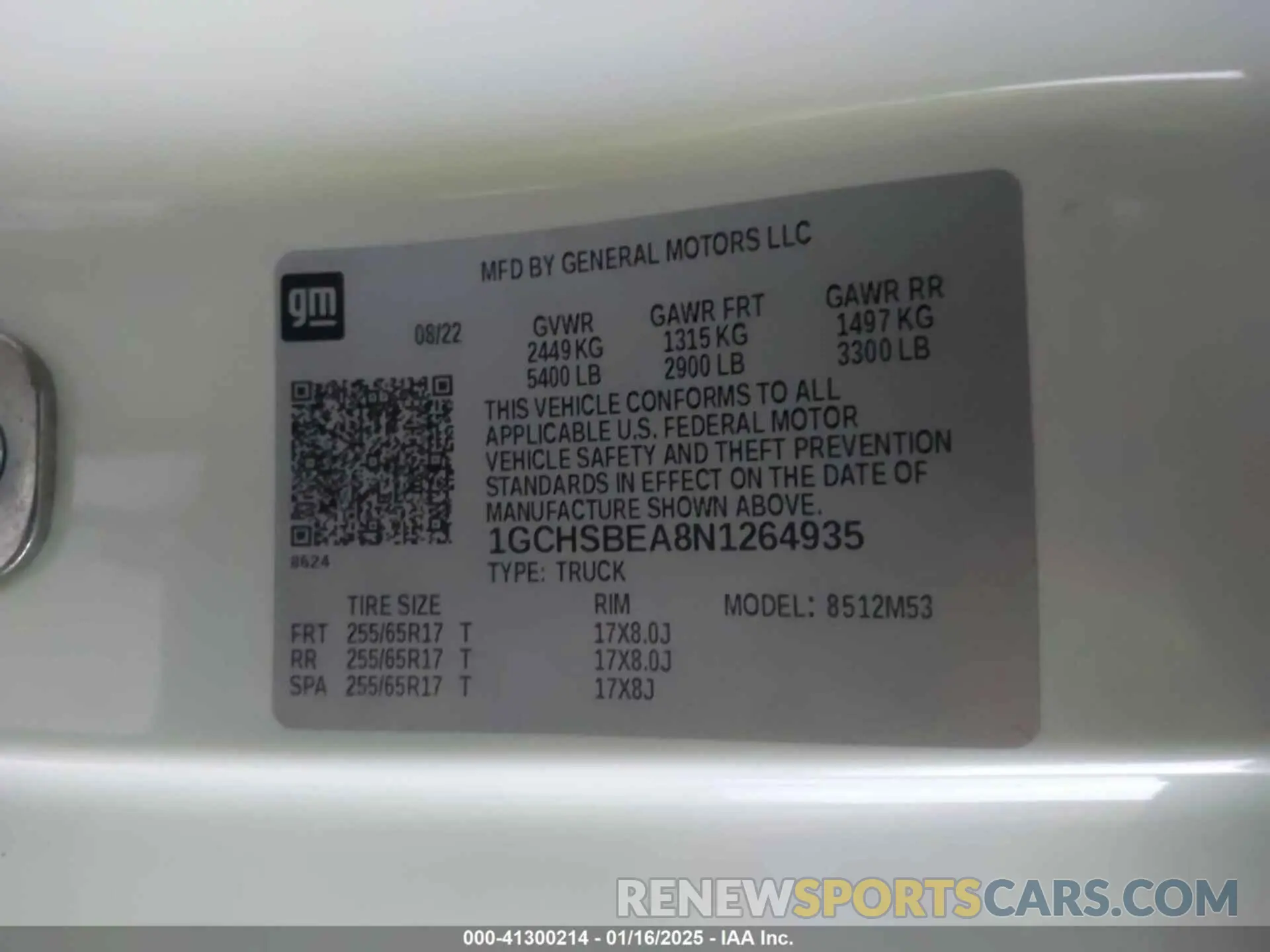 9 fotografías del automóvil dañado 1GCHSBEA8N1264935 CHEVROLET COLORADO 2022