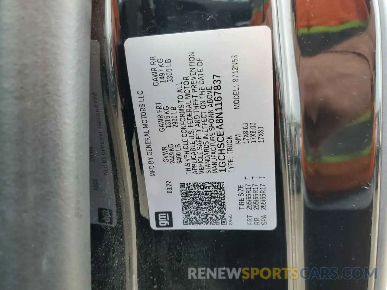 12 fotografías del automóvil dañado 1GCHSCEA8N1167837 CHEVROLET COLORADO 2022