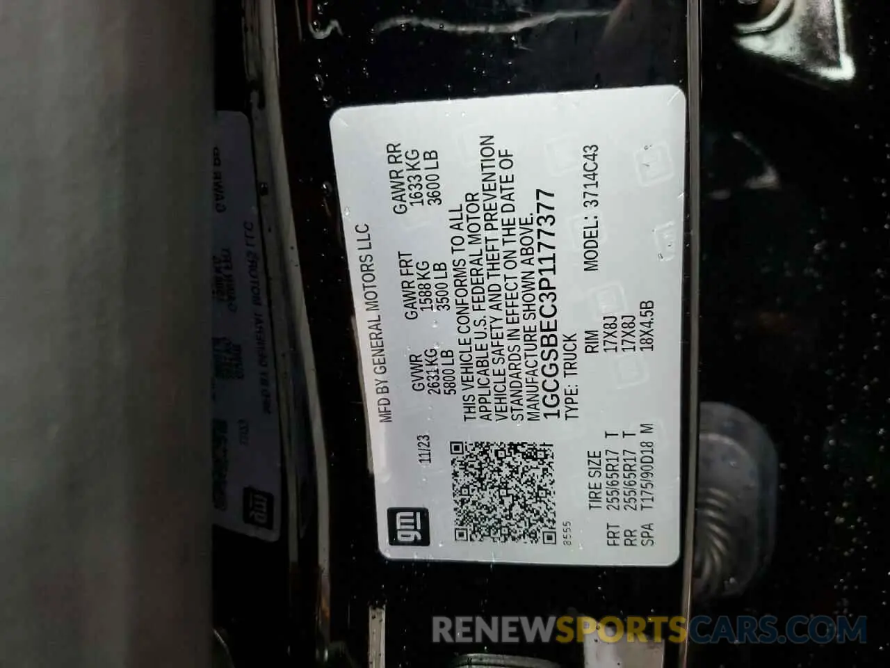 13 fotografías del automóvil dañado 1GCGSBEC3P1177377 CHEVROLET COLORADO 2023