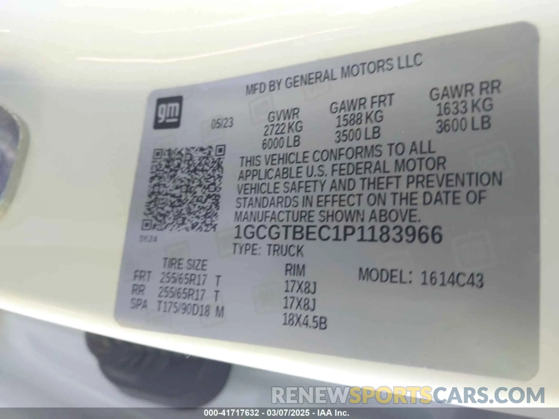 9 fotografías del automóvil dañado 1GCGTBEC1P1183966 CHEVROLET COLORADO 2023