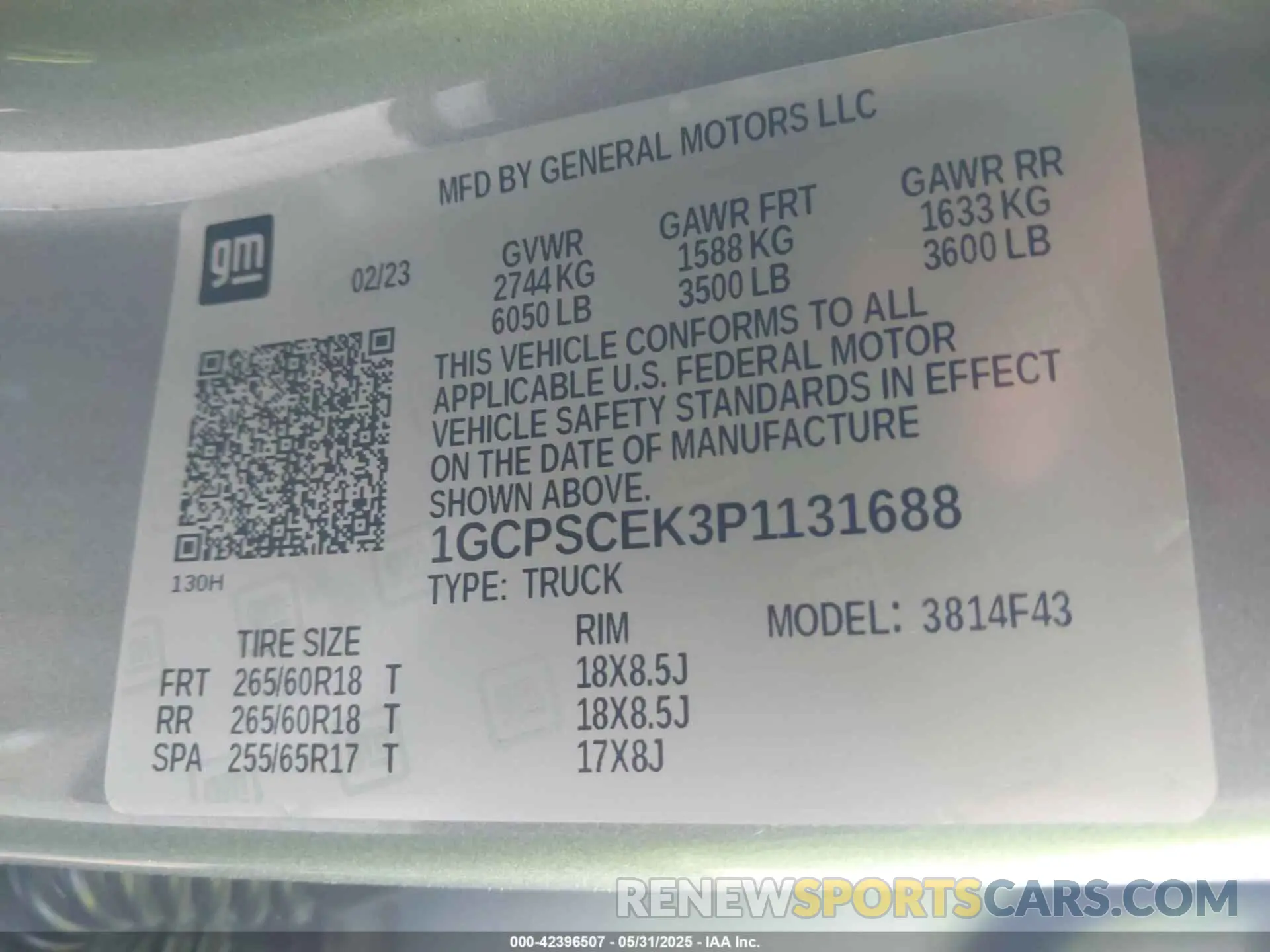 9 fotografías del automóvil dañado 1GCPSCEK3P1131688 CHEVROLET COLORADO 2023