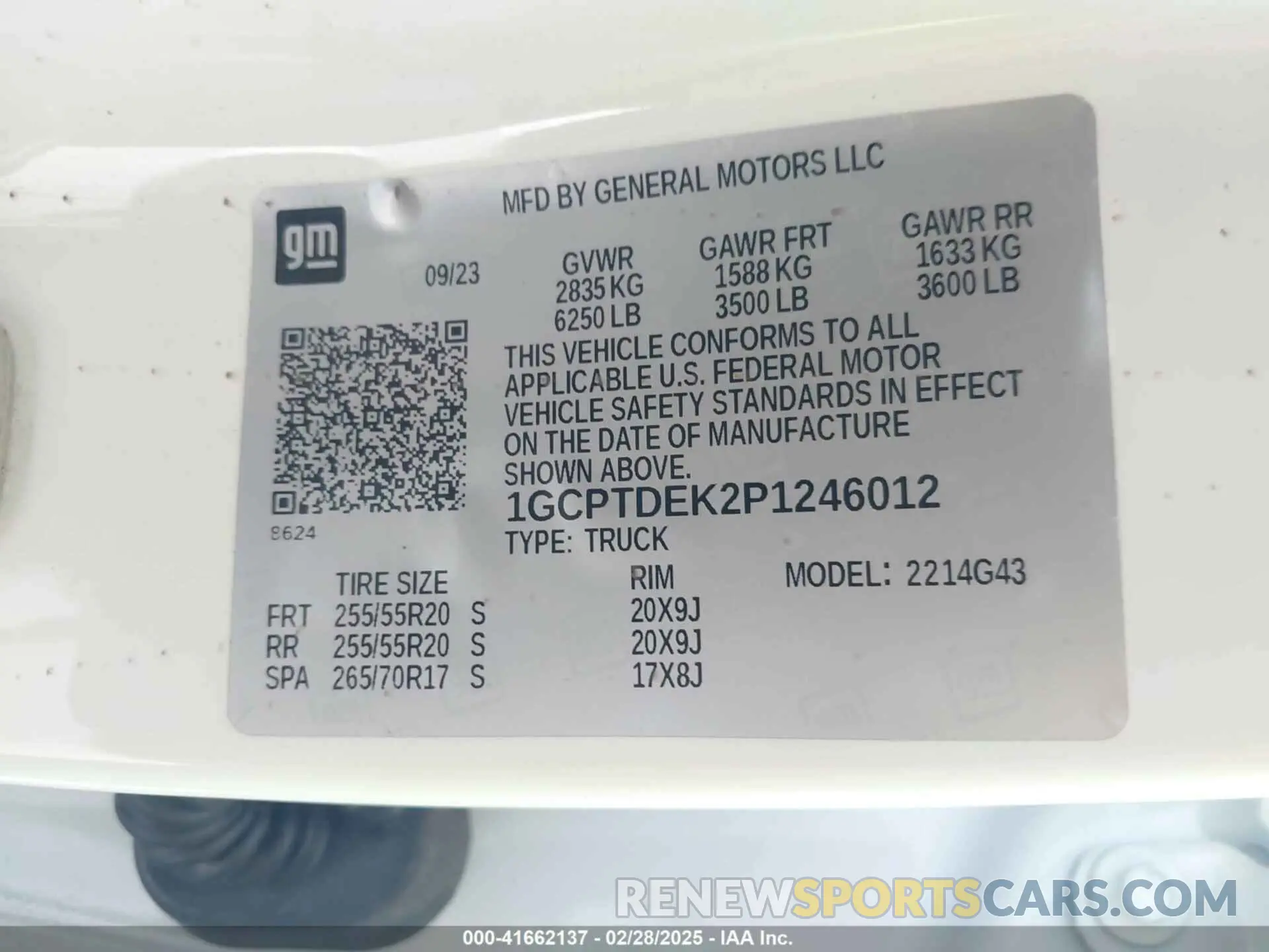 9 fotografías del automóvil dañado 1GCPTDEK2P1246012 CHEVROLET COLORADO 2023