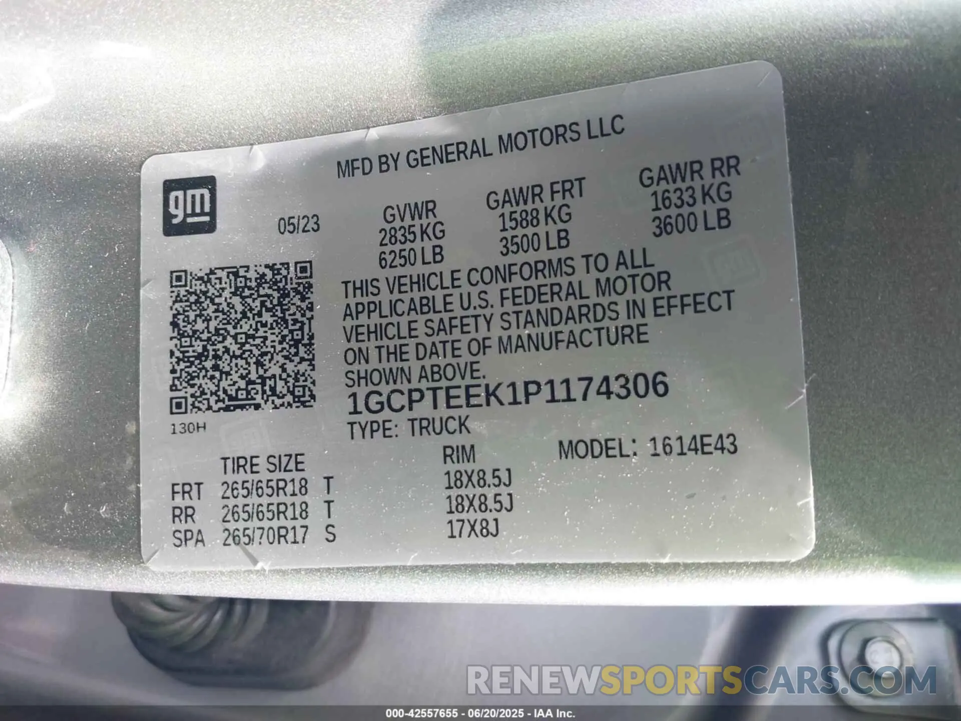 9 fotografías del automóvil dañado 1GCPTEEK1P1174306 CHEVROLET COLORADO 2023