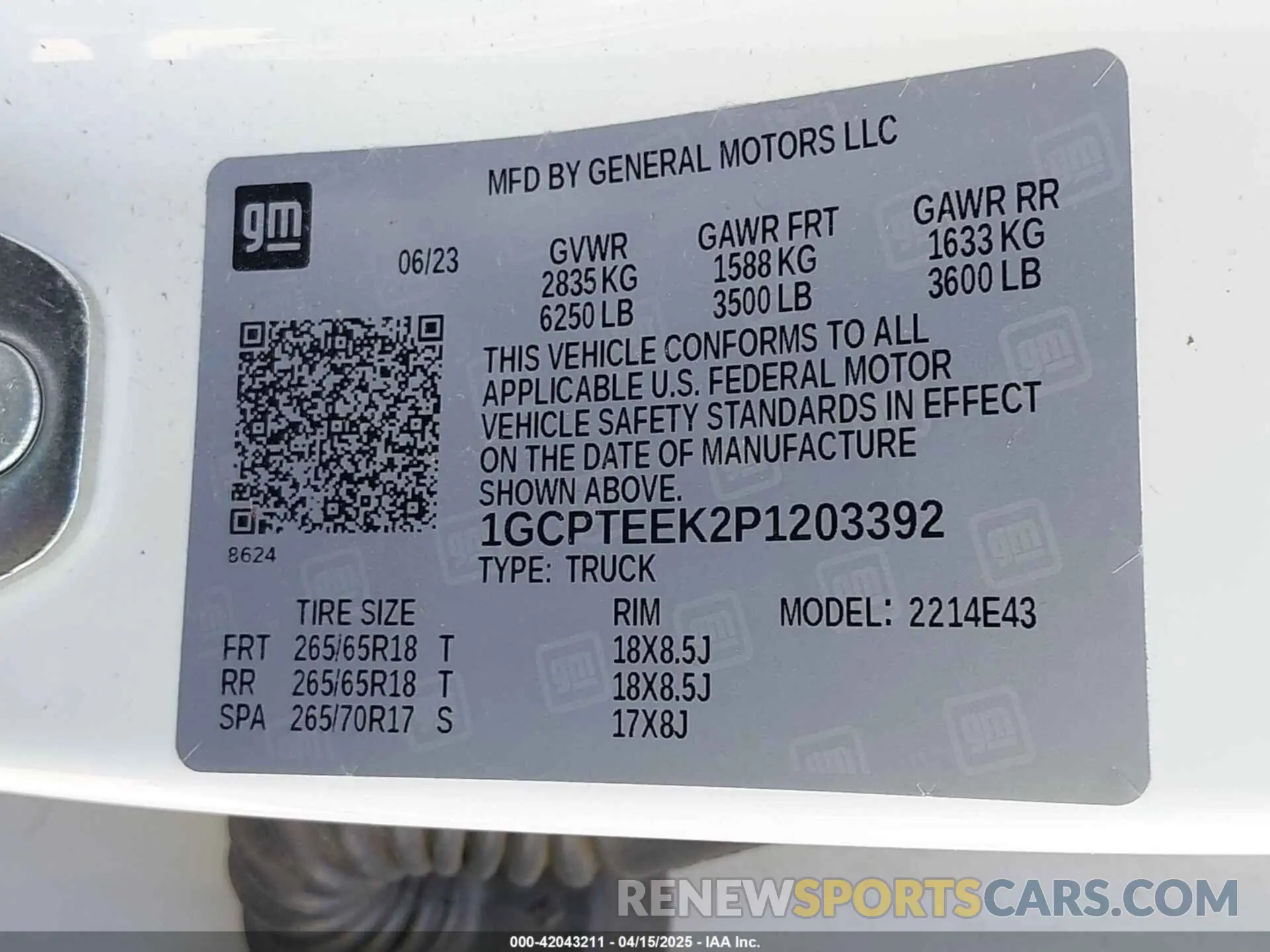 9 fotografías del automóvil dañado 1GCPTEEK2P1203392 CHEVROLET COLORADO 2023