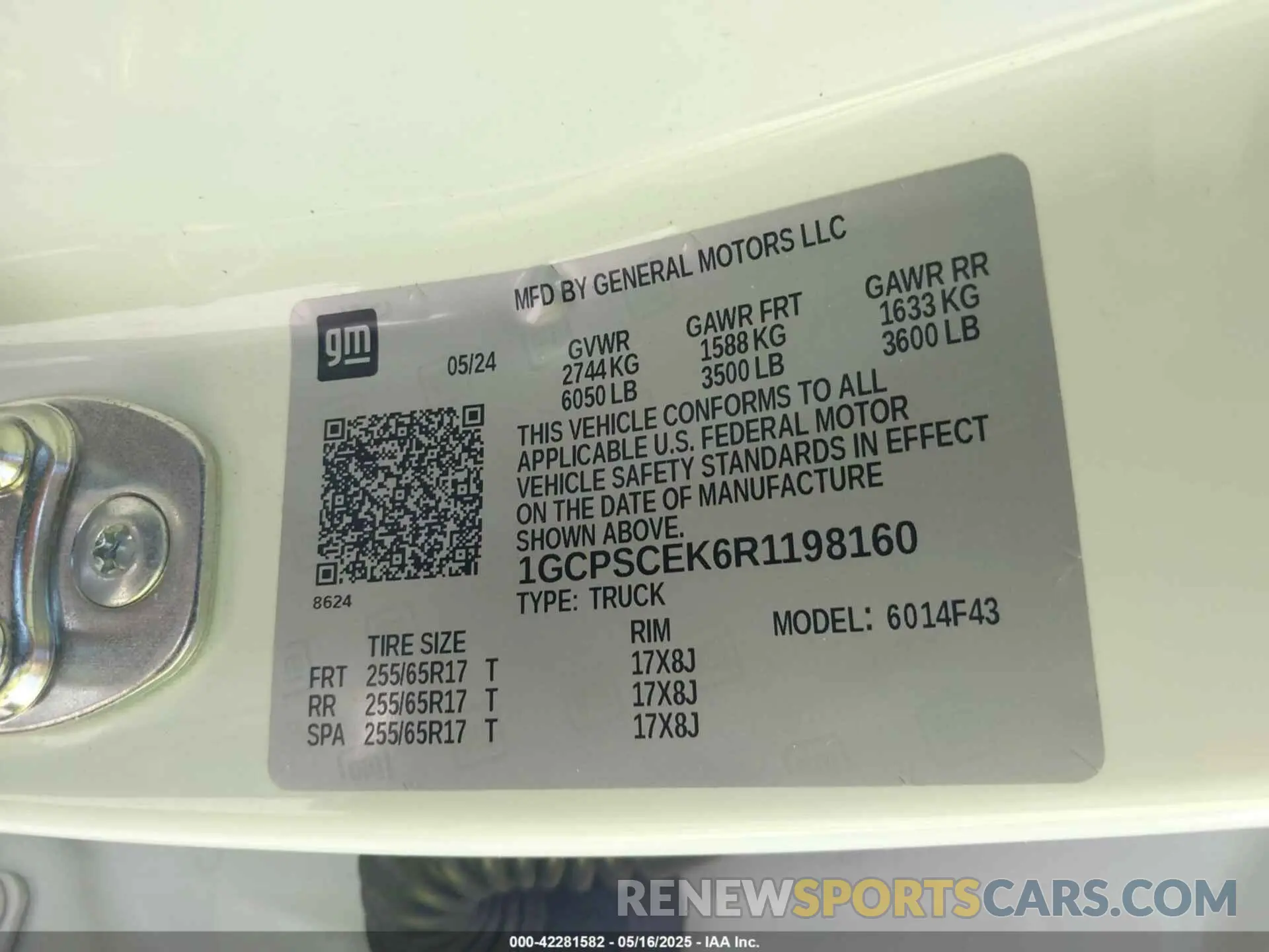 9 fotografías del automóvil dañado 1GCPSCEK6R1198160 CHEVROLET COLORADO 2024