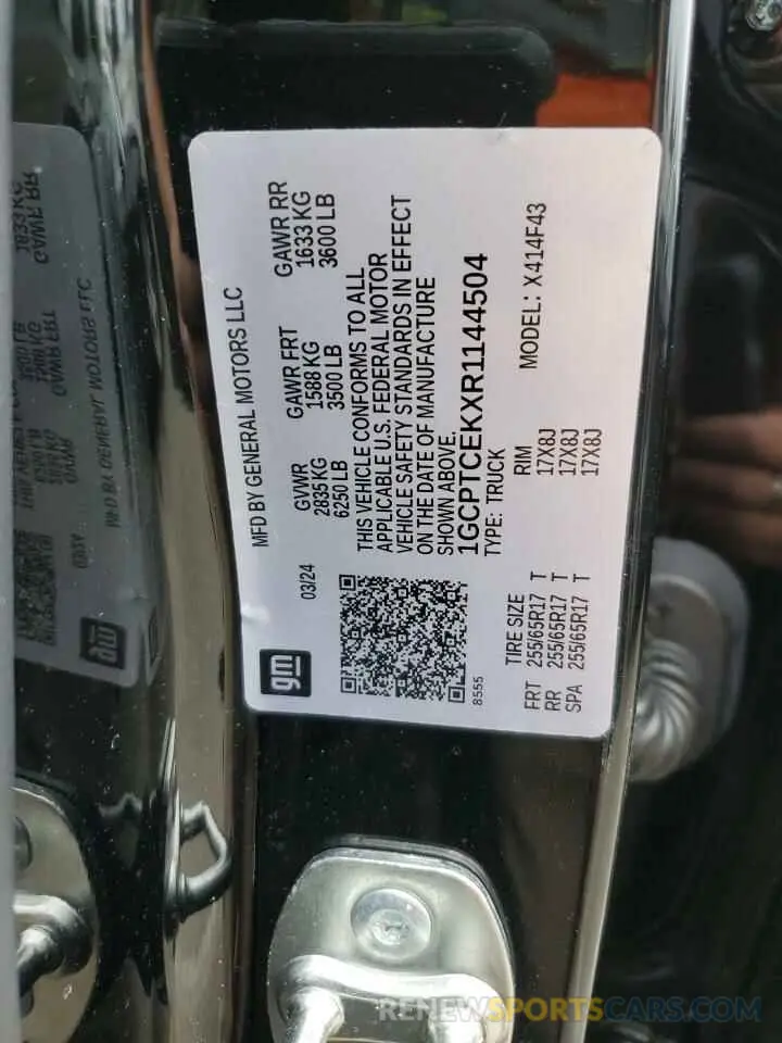 14 fotografías del automóvil dañado 1GCPTCEKXR1144504 CHEVROLET COLORADO 2024