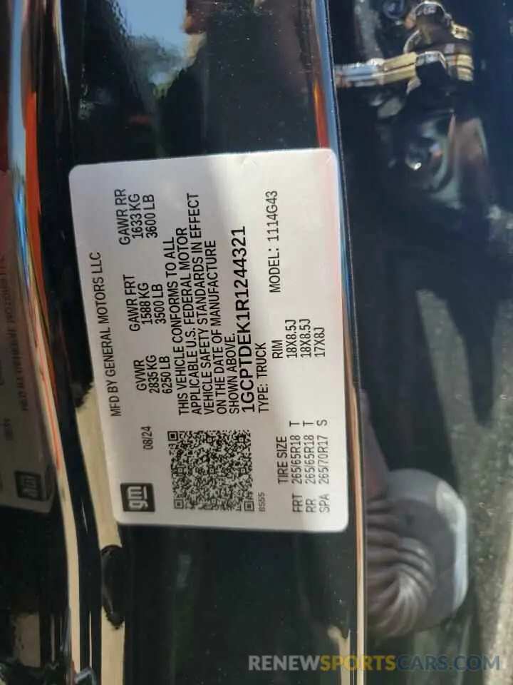 15 fotografías del automóvil dañado 1GCPTDEK1R1244321 CHEVROLET COLORADO 2024