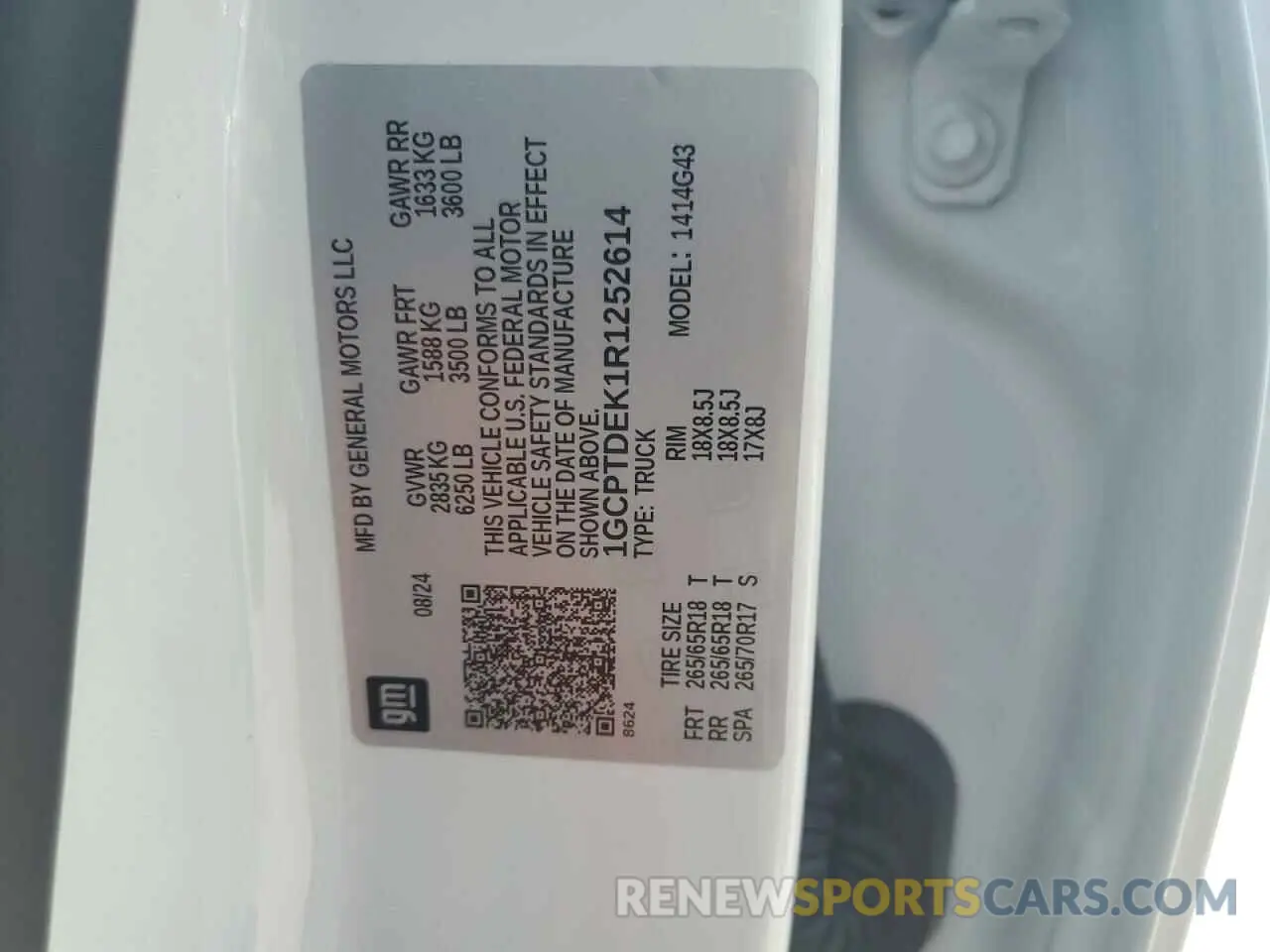 12 fotografías del automóvil dañado 1GCPTDEK1R1252614 CHEVROLET COLORADO 2024