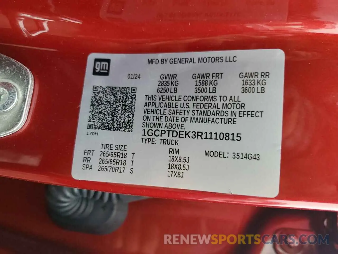 13 fotografías del automóvil dañado 1GCPTDEK3R1110815 CHEVROLET COLORADO 2024