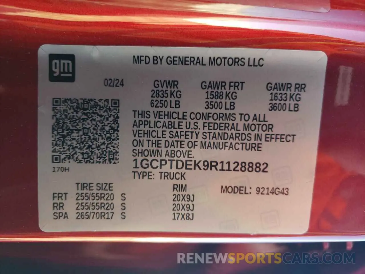13 fotografías del automóvil dañado 1GCPTDEK9R1128882 CHEVROLET COLORADO 2024