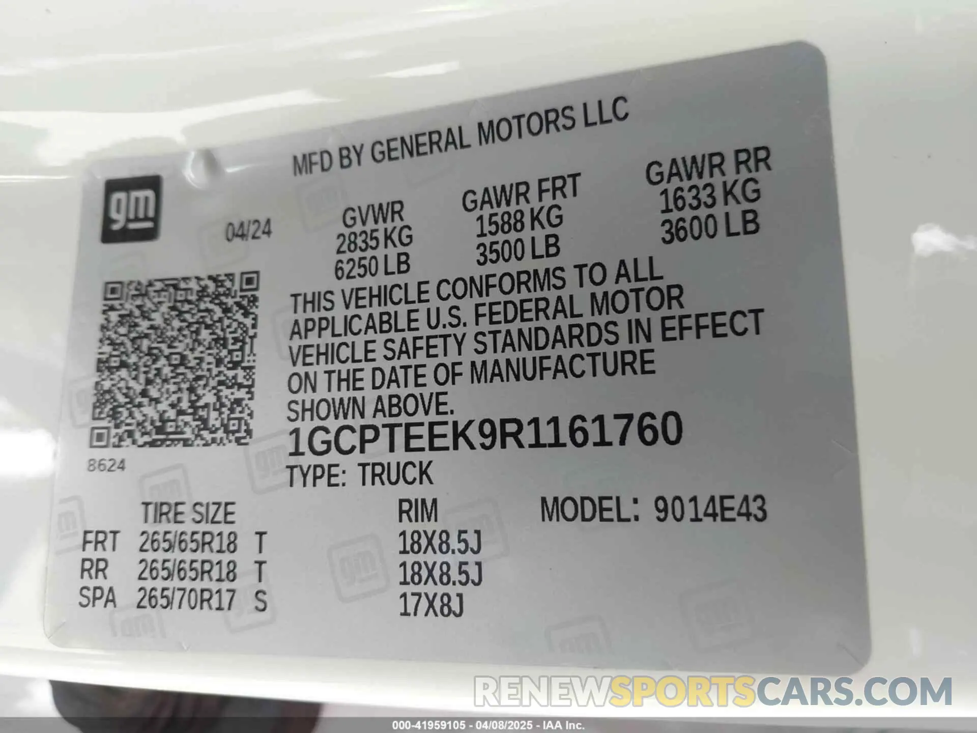 9 fotografías del automóvil dañado 1GCPTEEK9R1161760 CHEVROLET COLORADO 2024