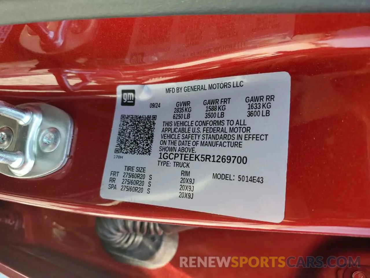 14 fotografías del automóvil dañado 1GCPTEEK5R1269700 CHEVROLET COLORADO T 2024
