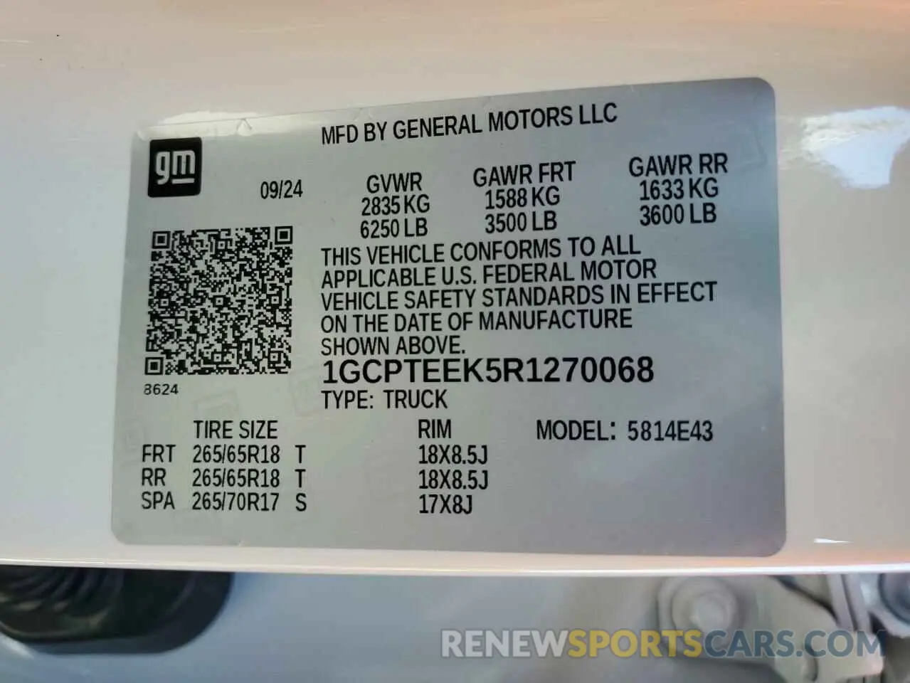 12 fotografías del automóvil dañado 1GCPTEEK5R1270068 CHEVROLET COLORADO T 2024