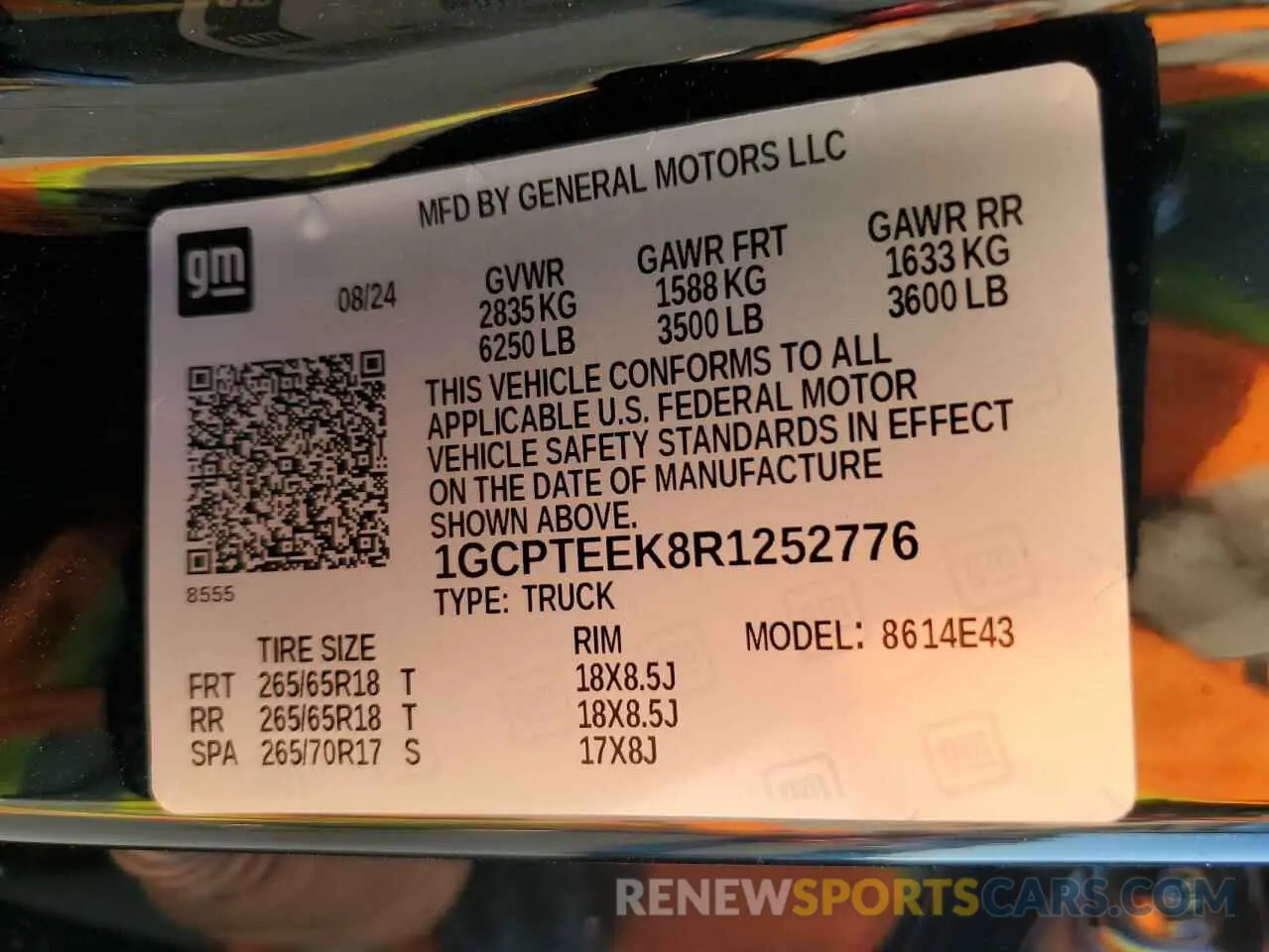12 fotografías del automóvil dañado 1GCPTEEK8R1252776 CHEVROLET COLORADO T 2024