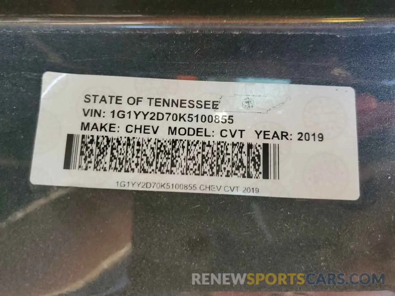 12 fotografías del automóvil dañado 1G1YY2D70K5100855 CHEVROLET CORVETTE 2019