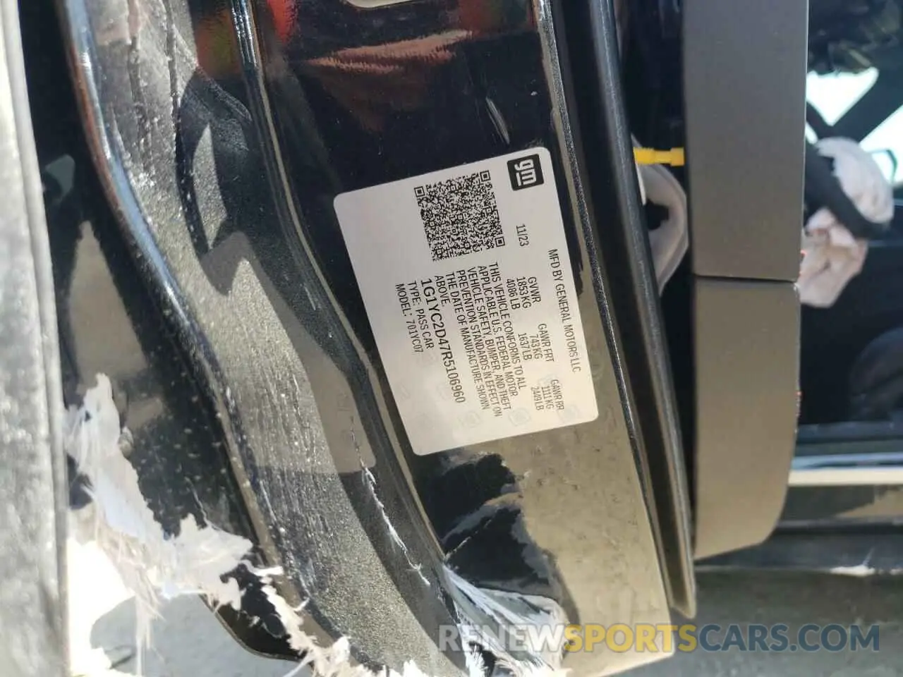 12 fotografías del automóvil dañado 1G1YC2D47R5106960 CHEVROLET CORVETTE 2024