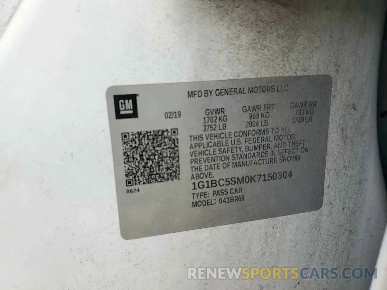 13 fotografías del automóvil dañado 1G1BC5SM0K7150304 CHEVROLET CRUZE 2019